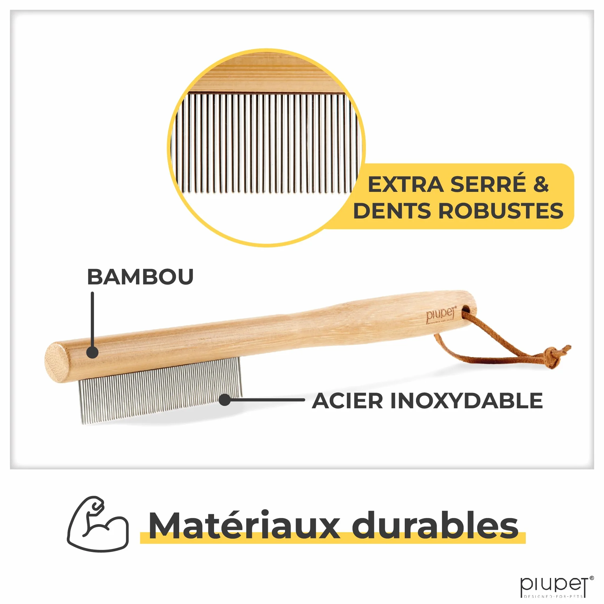 PiuPet Peigne Anti puces pour Chat Chien Brosse Anti-puces poux tiques