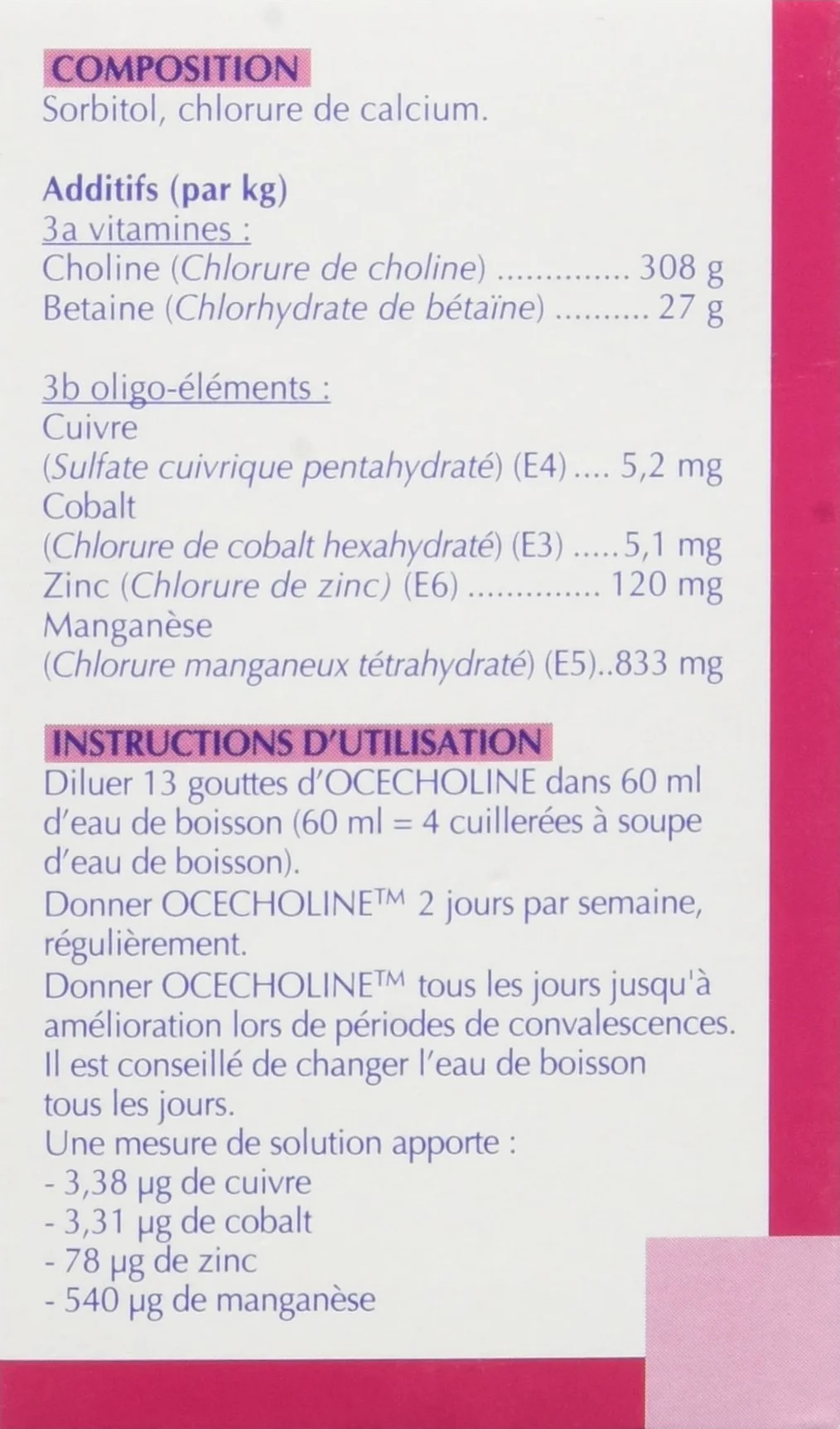 Virbac Ocecholine pour Oiseau 50 ML