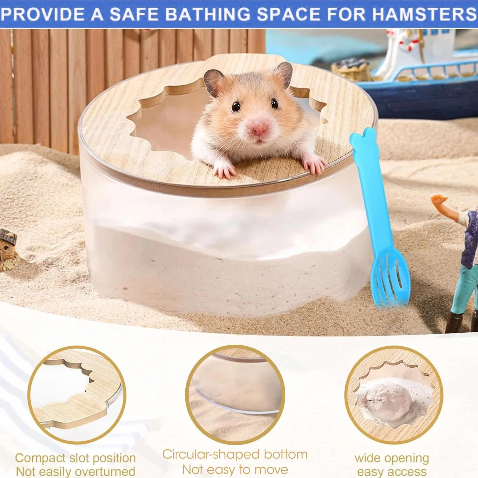Bain de Sable Hamster Transparente Maison de Toilette pour Hamsters, Gerbille, Chinchilla, Hérisson (14x9cm)