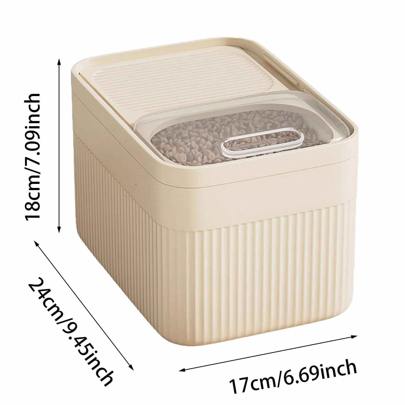 Générique Conteneur Croquettes Chien Chats 4Kg Rangement Hermétique Anti-Odeurs 24x17x18cm Blanc