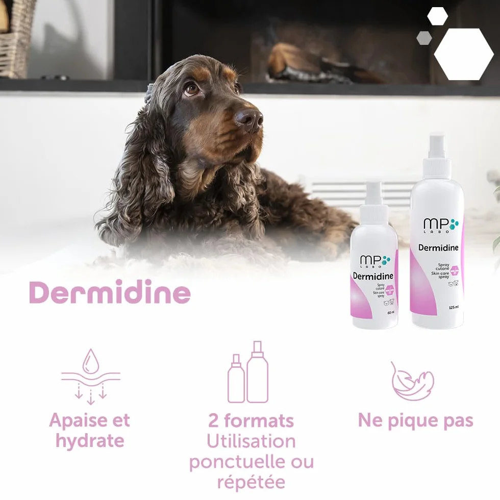 MP Labo Dermidine Spray Hygiène Cutanée Chien Chat Calendula Centella Asiatica Calmant Emollient Hydratant 125 ML