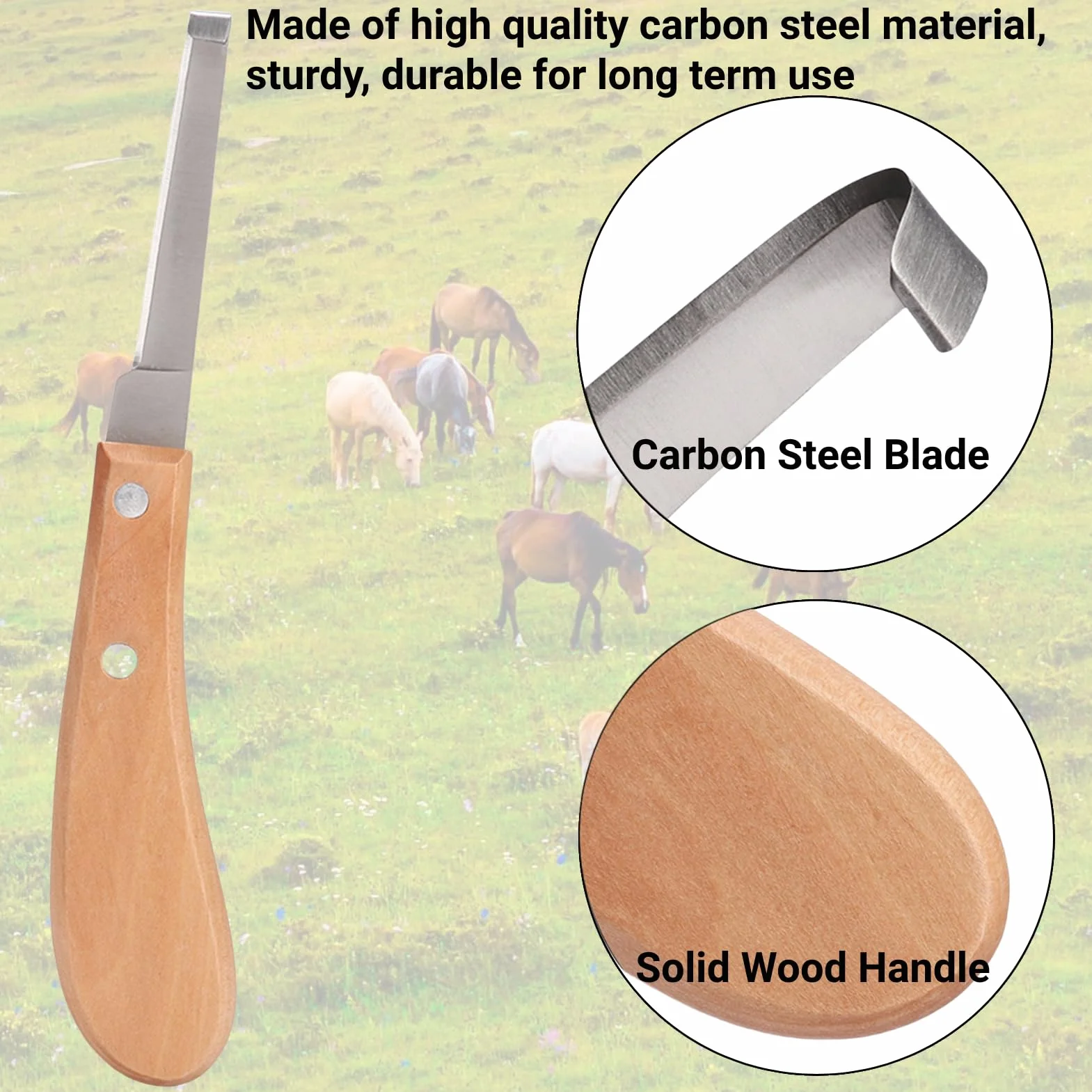Outil de de Couteau de Sabot en Acier au Carbone de Forme de Lame Droite pour Utilisation de Cheval de Bétail (Main Droite)