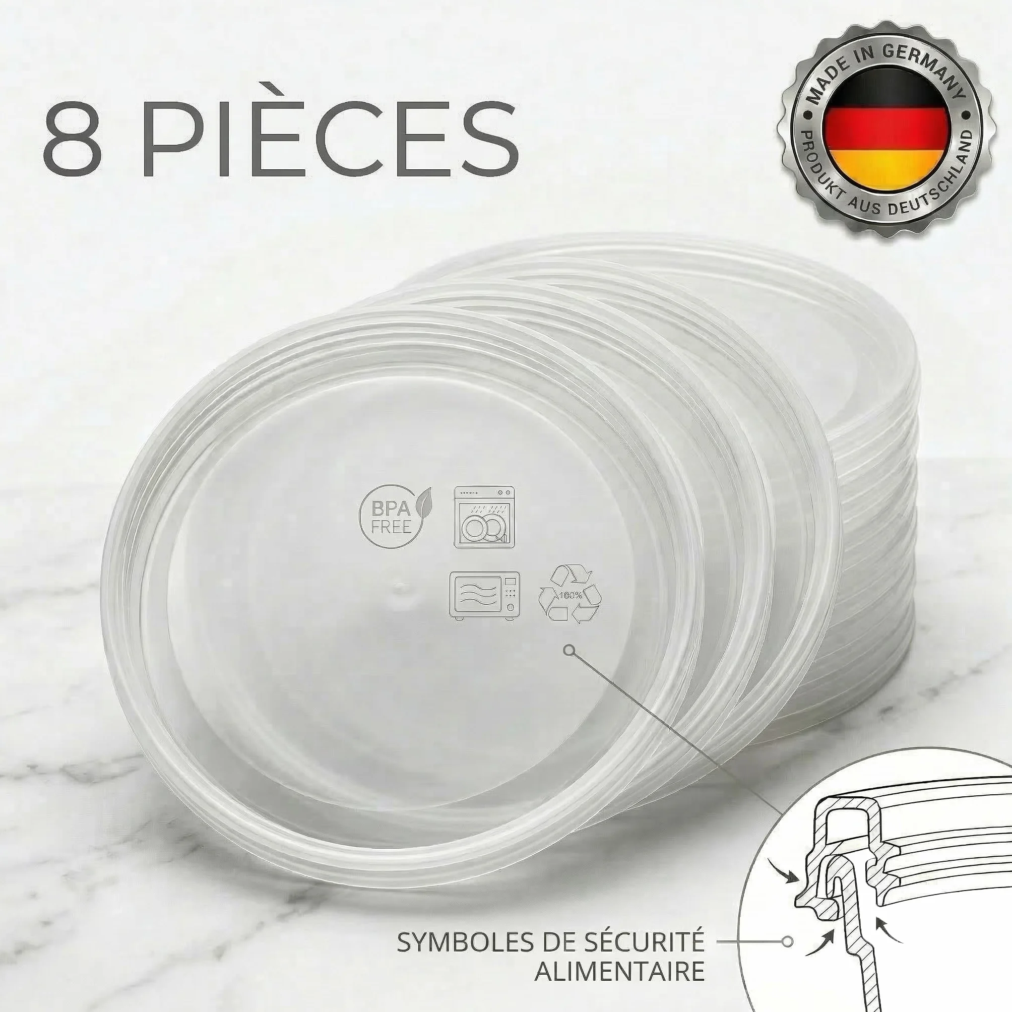 8 Couvercle Boîte de Conserve Pour Chien 800 Grs, Bouchon Canette pour Chat, Couvercles Plastiques Conserve, Capuchon Boite Conserve, Couvercle Reutilisable Rangement Conservation 8 PCS