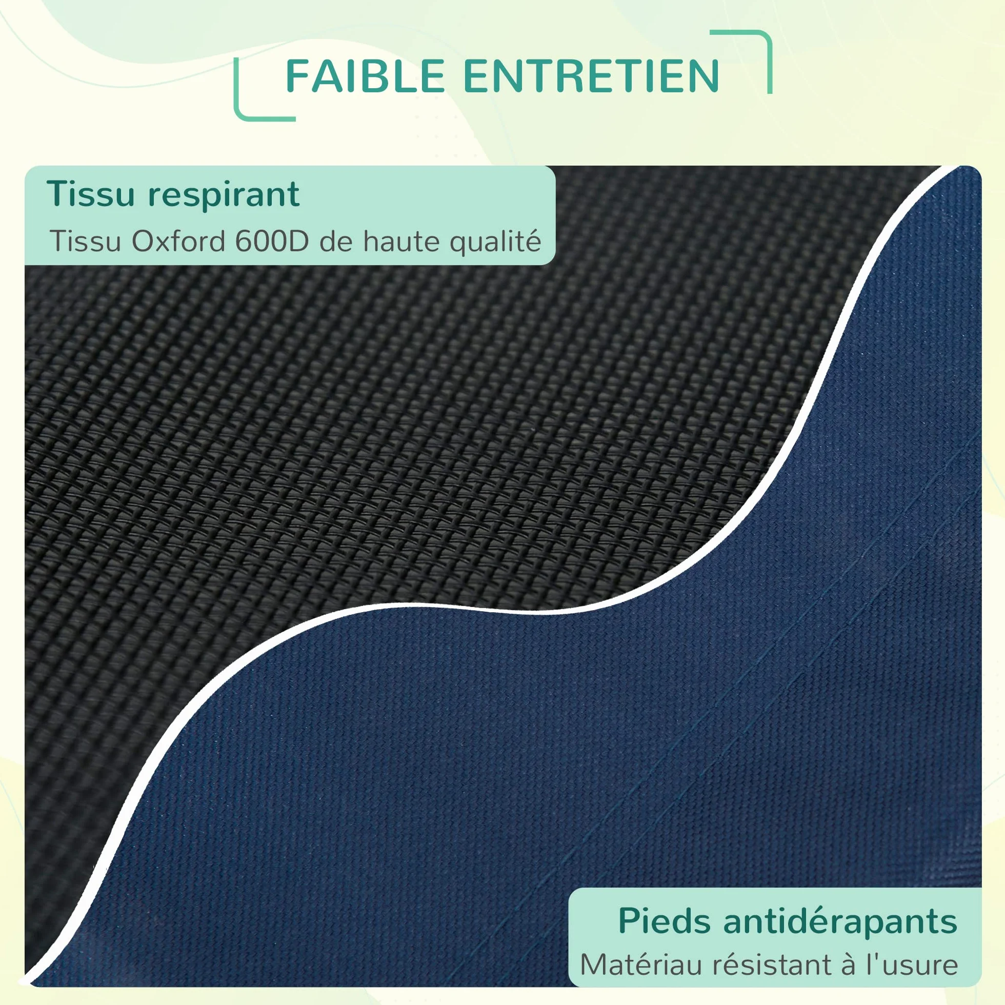 PawHut Lit pour Chien Chat de Camp Grand Confort Tissu Oxford Micro-perforé 76x61x18 cm Bleu Marine Noir