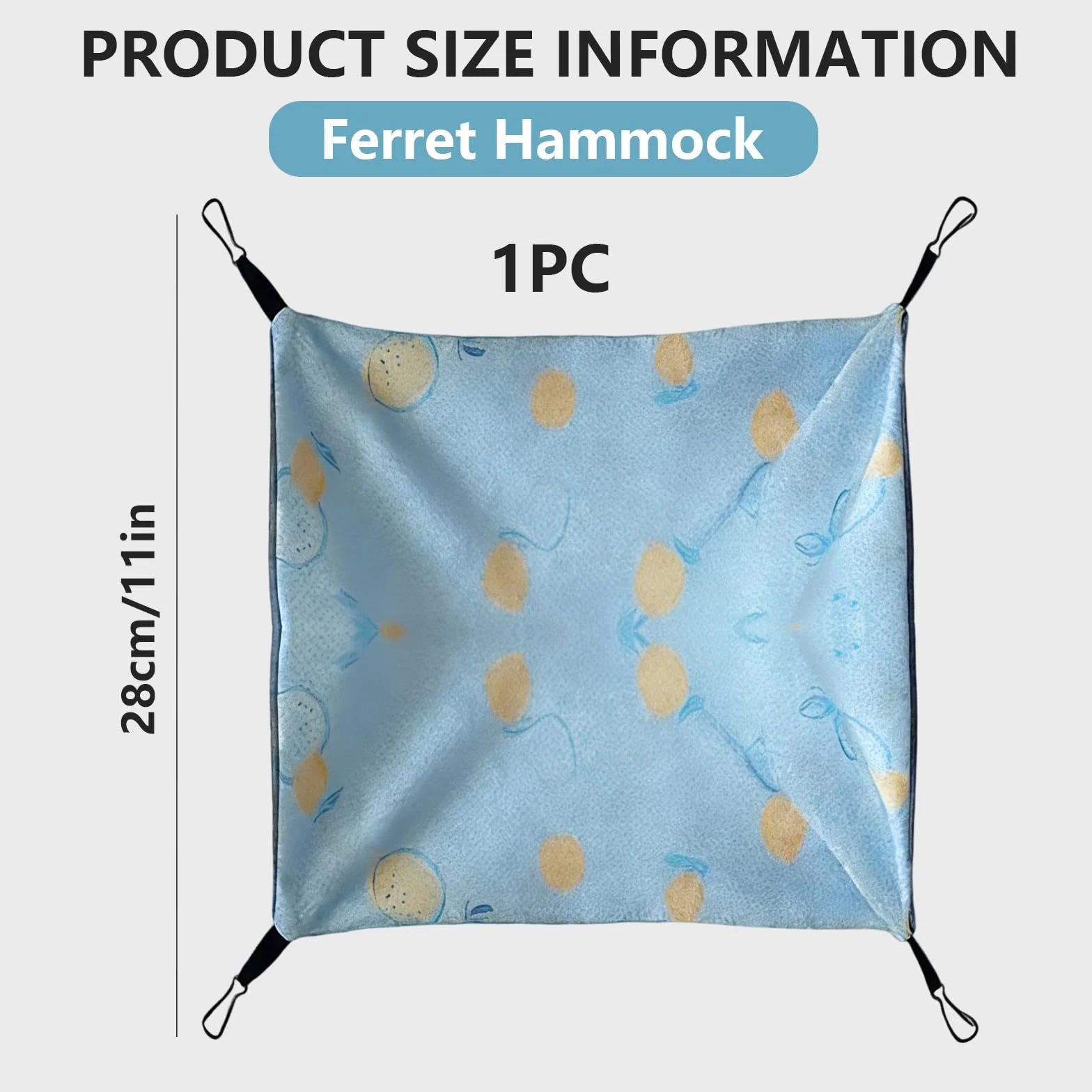 Hamac Cochon d'Inde Soie Glacée 28 x 28Cm Hamac Rongeur Ajustable Cage Furet Cabane Fraise Cochon d'Inde Lit Lapin Design Double Face Balançoire pour Lapin Hamster Chinchilla