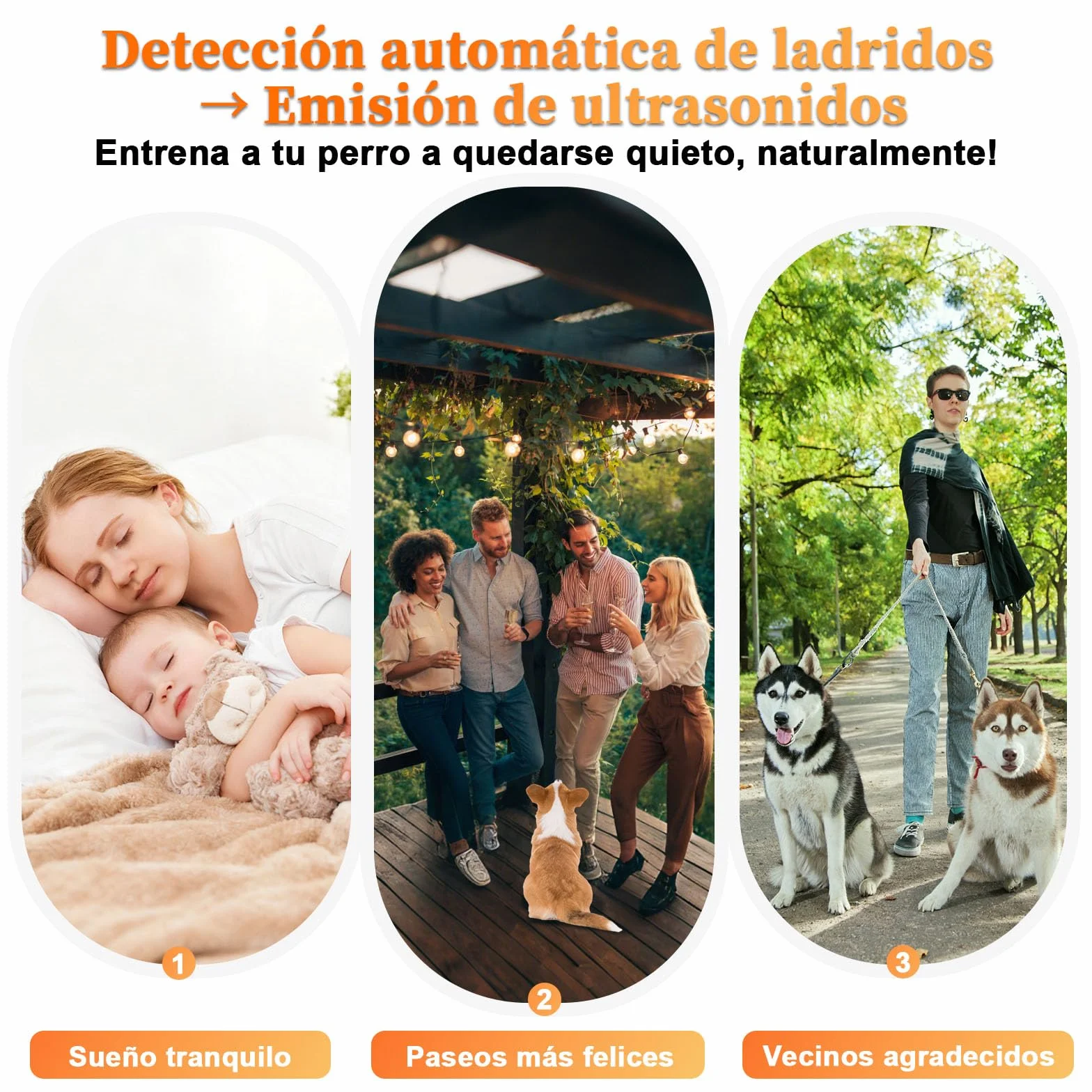 Anti Aboiement Chien Ultrason Puissant 5 Fréquences Ajustables 3 Portées Arrêt Automatique Intérieur Extérieur
