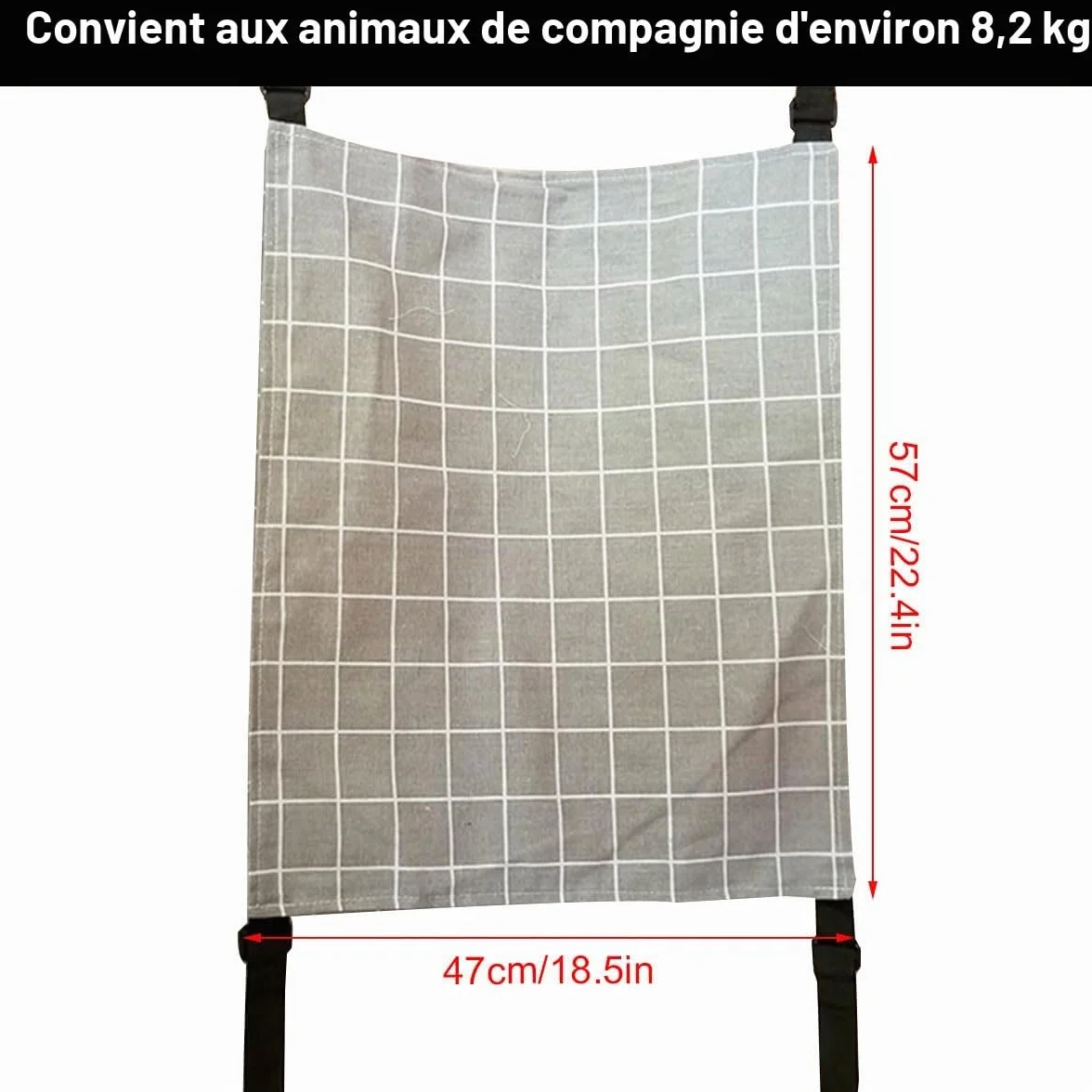 Hamac pour chat, cage pour animaux de compagnie, bretelles réglables, convient aux animaux pesant jusqu'à 9 kg (57 x 47 cm)