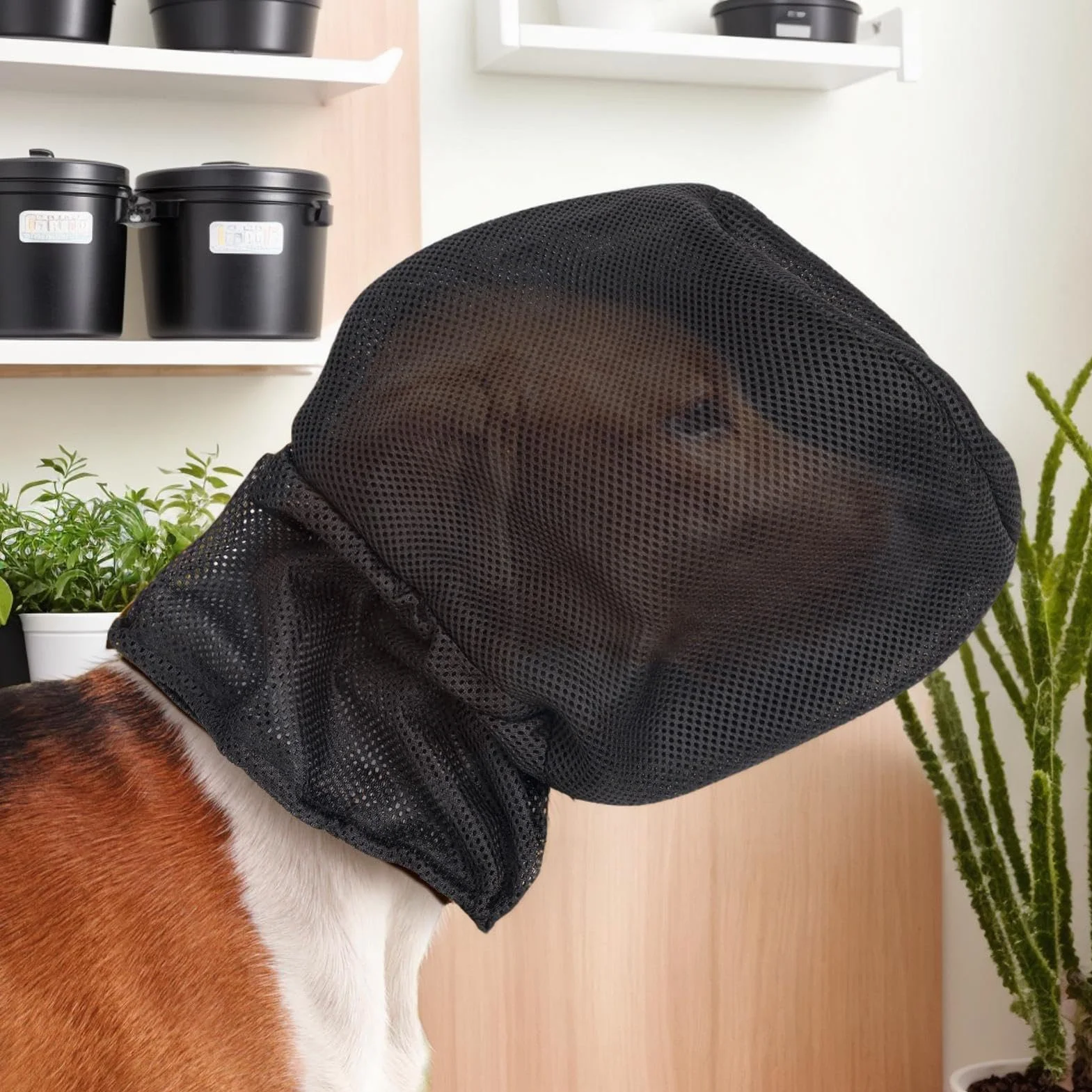 Protège-Museau pour Chien, Filet De Protection pour Tête De Chien, Masque De Protection Muselière Respirante Ajustable Protecteur en Mesh À Ajustement Sécurisé pour Races Petites Moyennes Et Grandes