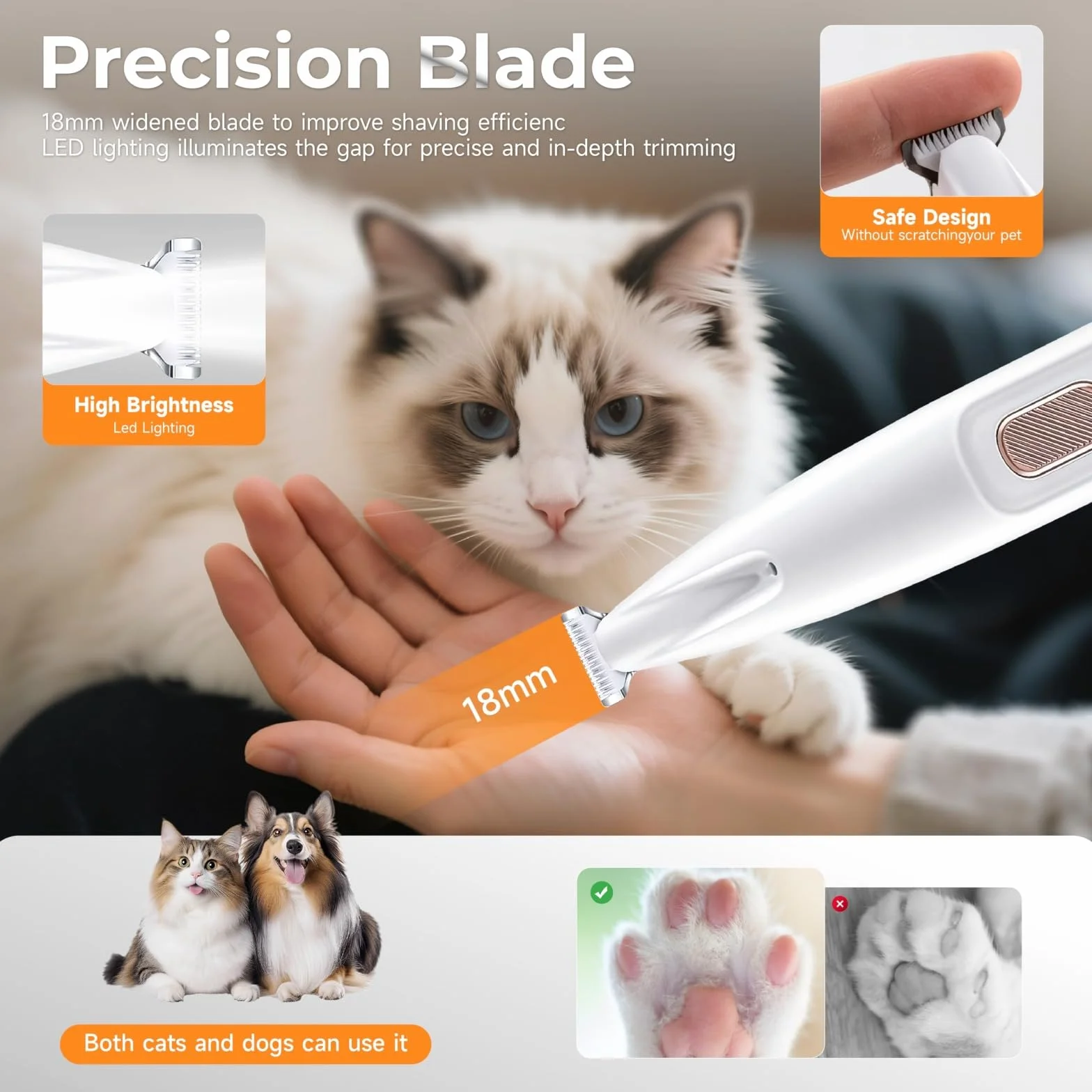 Tondeuse Pour Chat Patounet – Tondeuse Électrique Ultra-Silencieuse Rechargeable Lames Hypoallergéniques