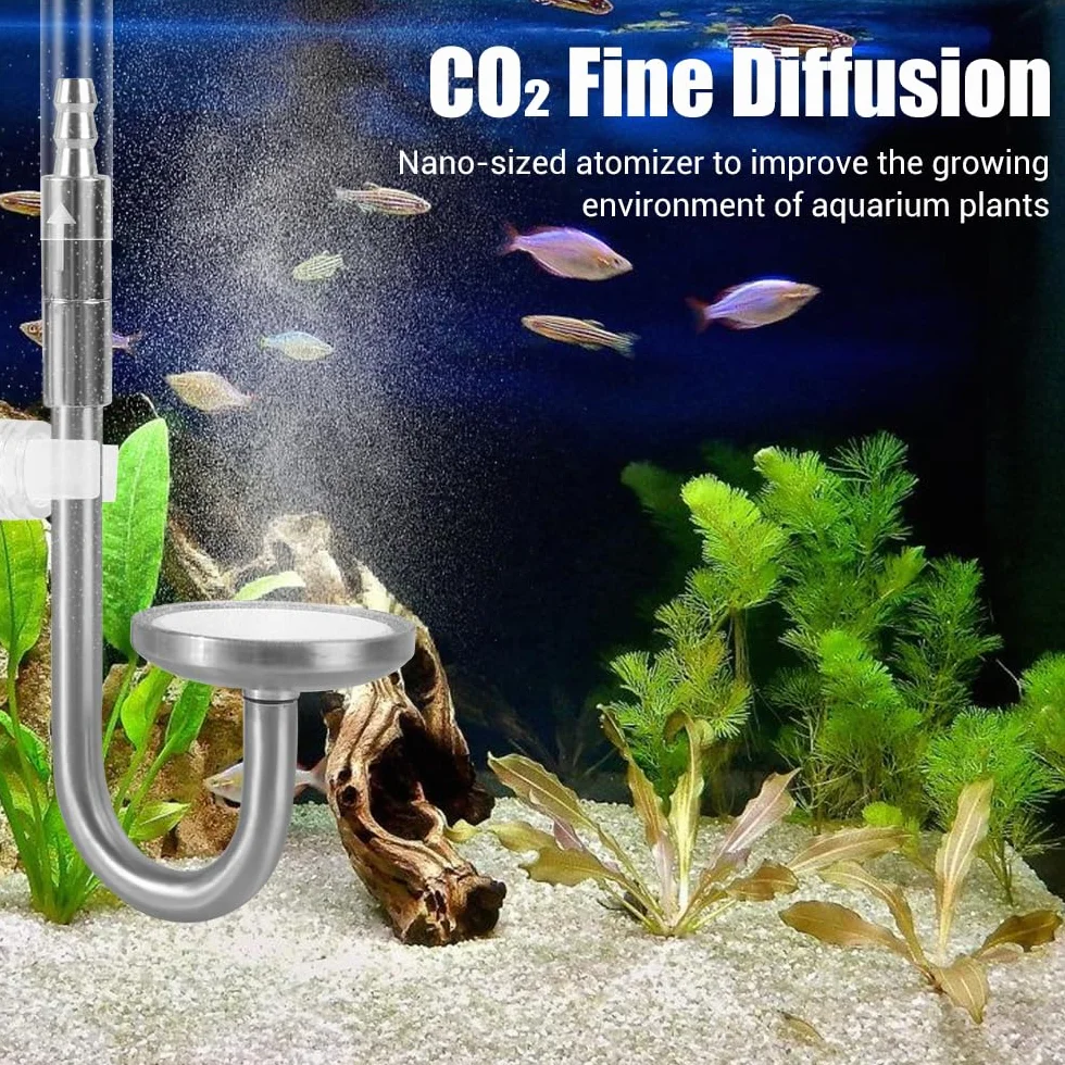 Atomiseur de CO2 en Acier Inoxydable pour Aquarium 4/6 mm avec Clapet Anti-retour