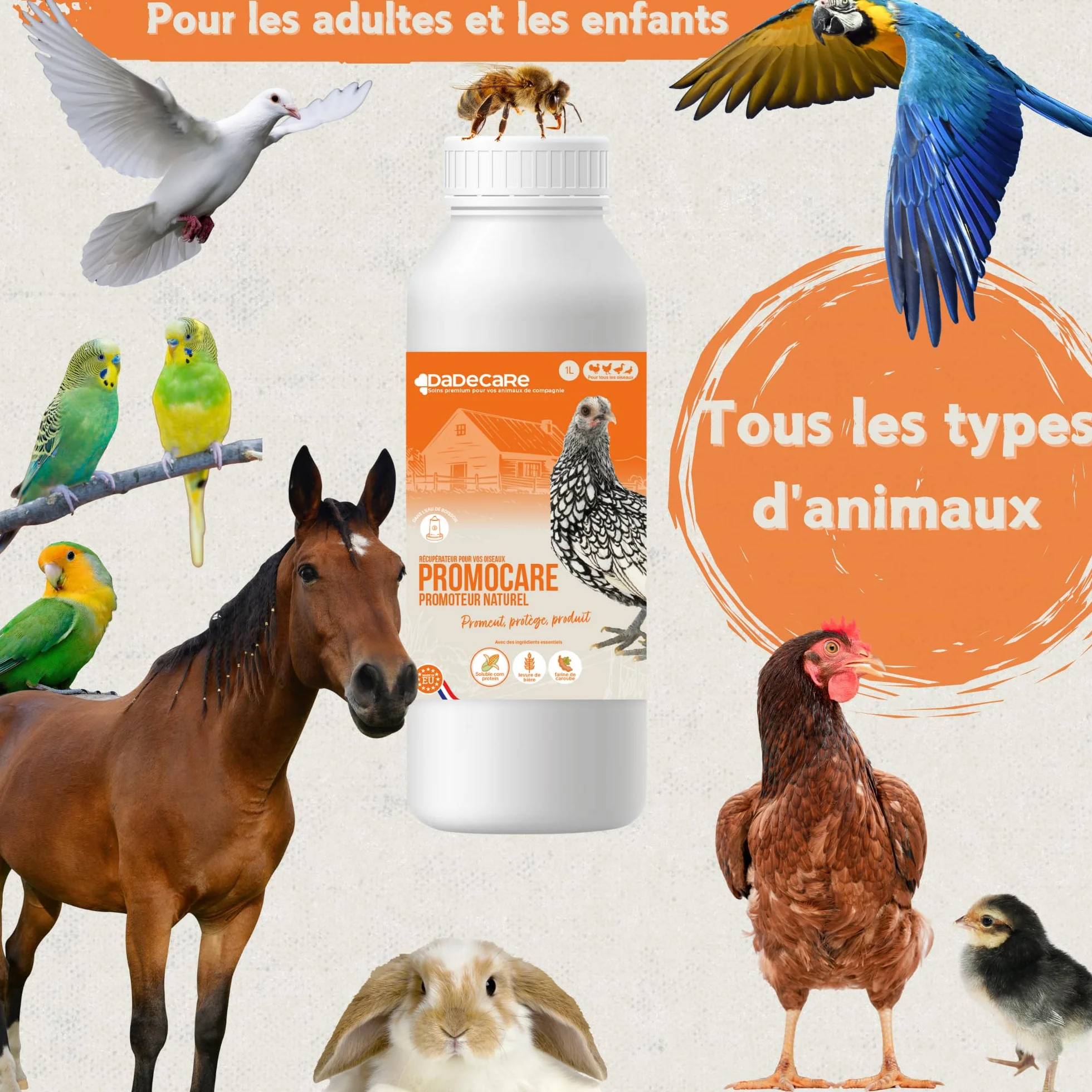 Promoteur multivitaminé 1L pour volailles avec acides aminés et antioxydants - Vitamines liquides