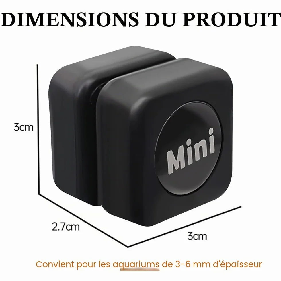 Brosse magnétique aquarium 3 cm mini tampon nettoyage 3-6 mm épaisseur 40 L non flottante