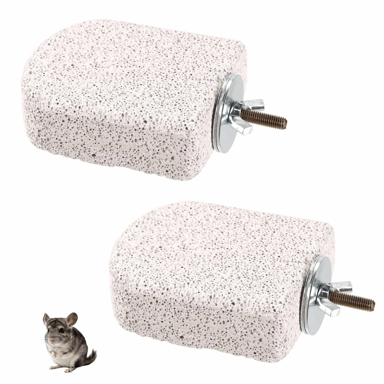 Lot de 2 Plateformes d'escalade en Lave et en Pierre Ponce pour Chinchillas, Écureuils Cochons d'Inde et Hamsters Jouet à Mâcher pour User Les Dents Accessoires de Cage (Petit)