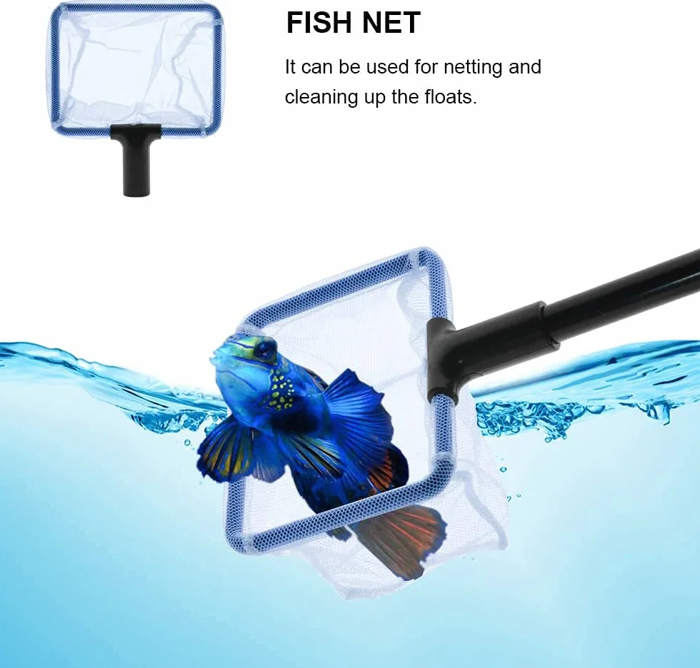 SLOCME Kit de nettoyage d'aquarium 5 en 1 avec pompe siphon à gravier