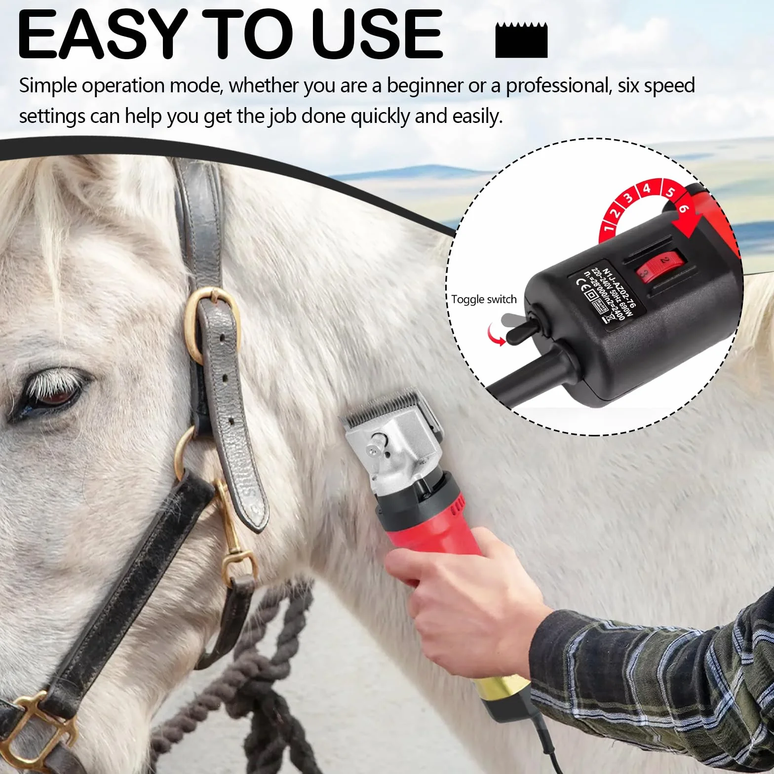 Tondeuse Chevaux Professionnelle 220V 690W Lame 77mm Moteur 2800 tr/min