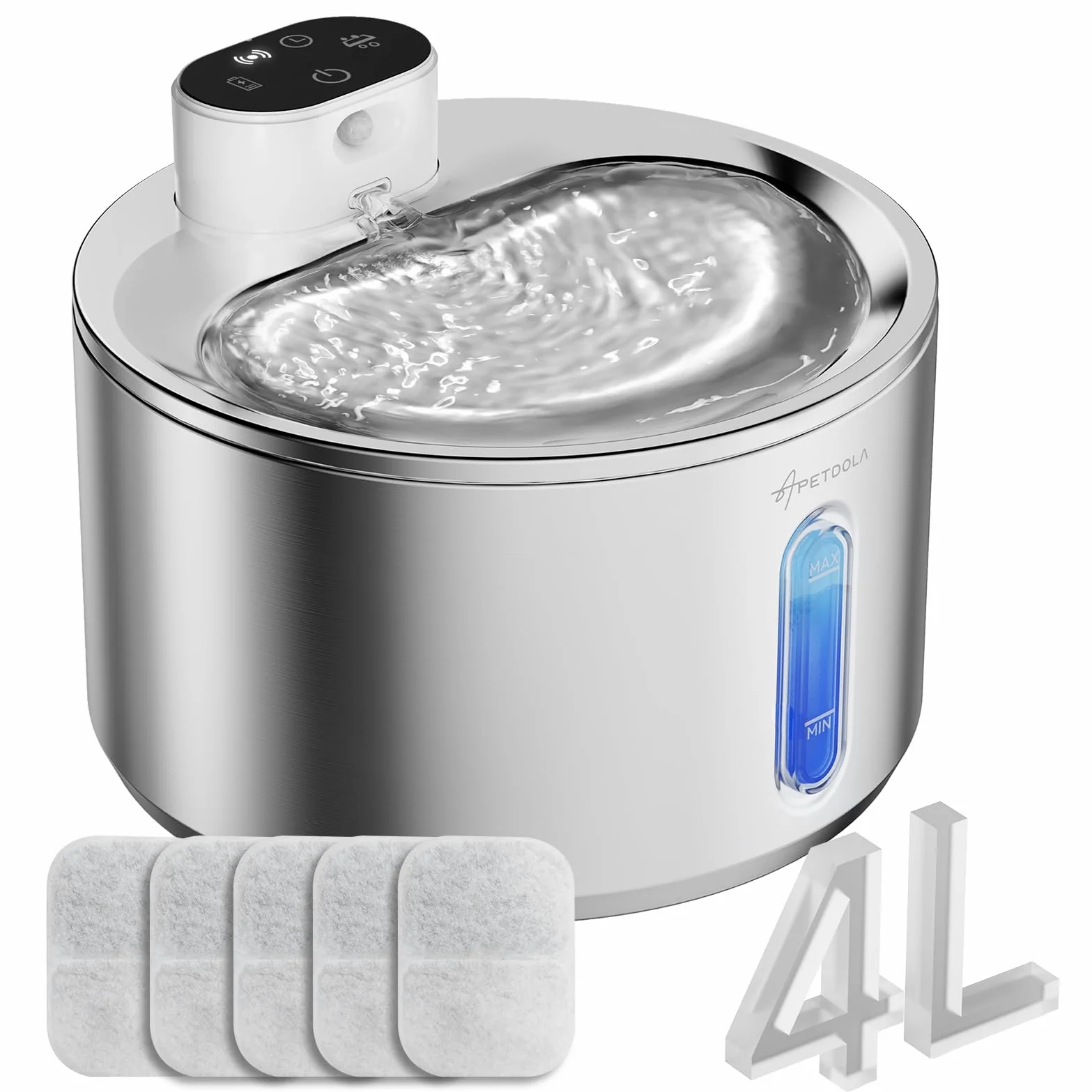 Apetdola FS40Pro Fontaine à Eau pour Chat, Fontaine à Eau pour Chat sans Fil Équipé d'une Batterie de 5000 mAh, 135fl-oz/4L ontaine a Eau pour Fontaine pour Chat