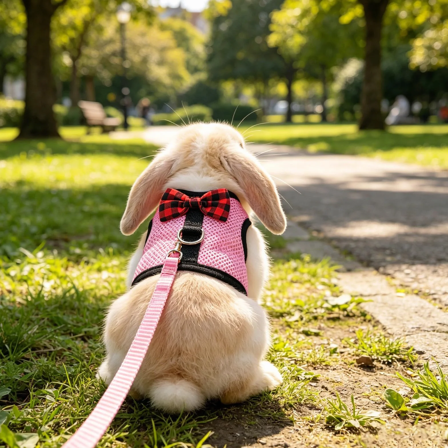 Harnais Pour Lapin Avec Nœud Rose Et Laisse, Harnais Lapin Doux Avec Laisse, Harnais Pour Lapin Avec Laisse Pour Petits Animaux, Accessoire
