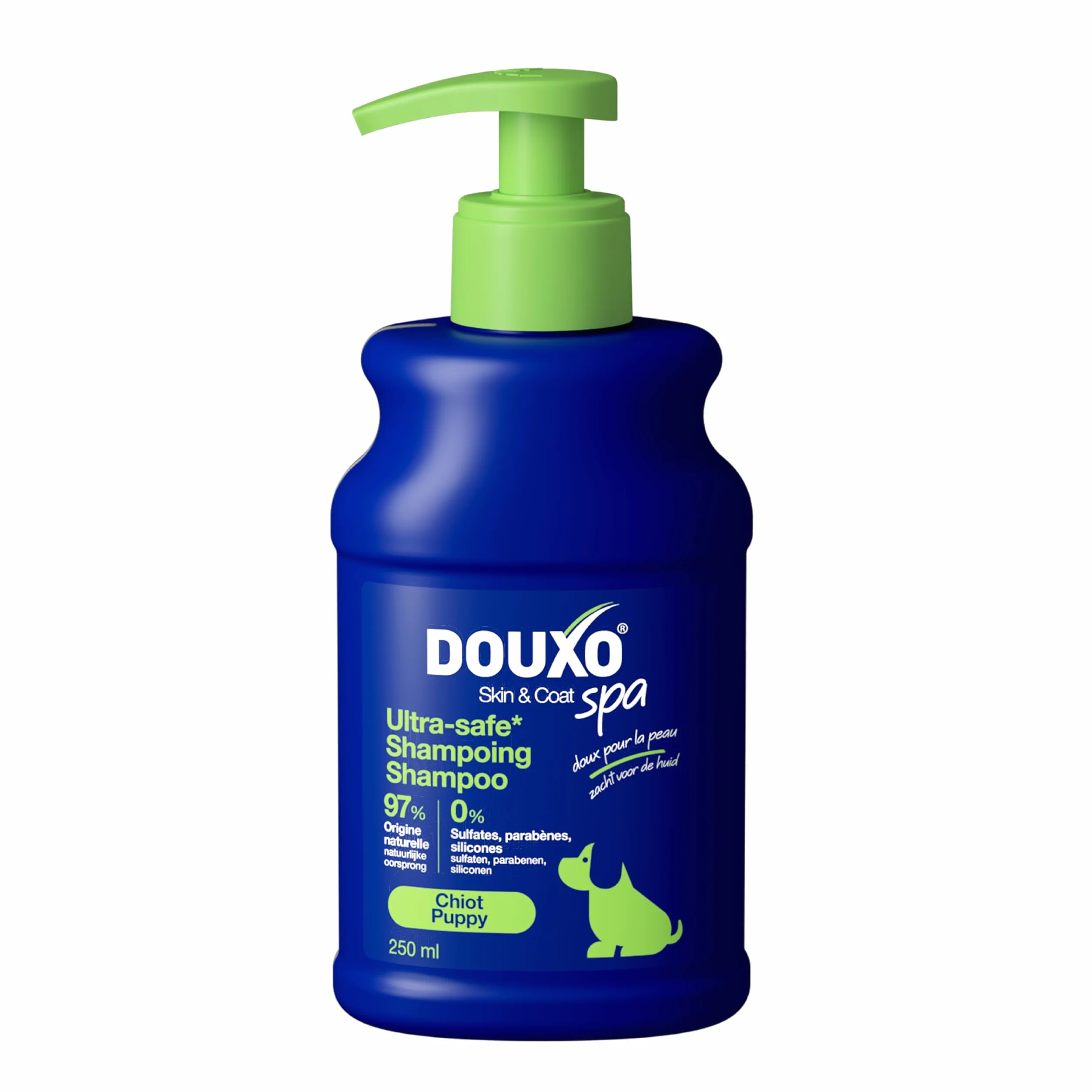 DOUXO Skin & Coat Spa - Ultra-Safe Shampoing pour Chiot, 250mL, Nettoie et Hydrate la Peau Profondeur, Laisse Le Pelage Doux et éclatant, Formule respectueuse de la Peau.