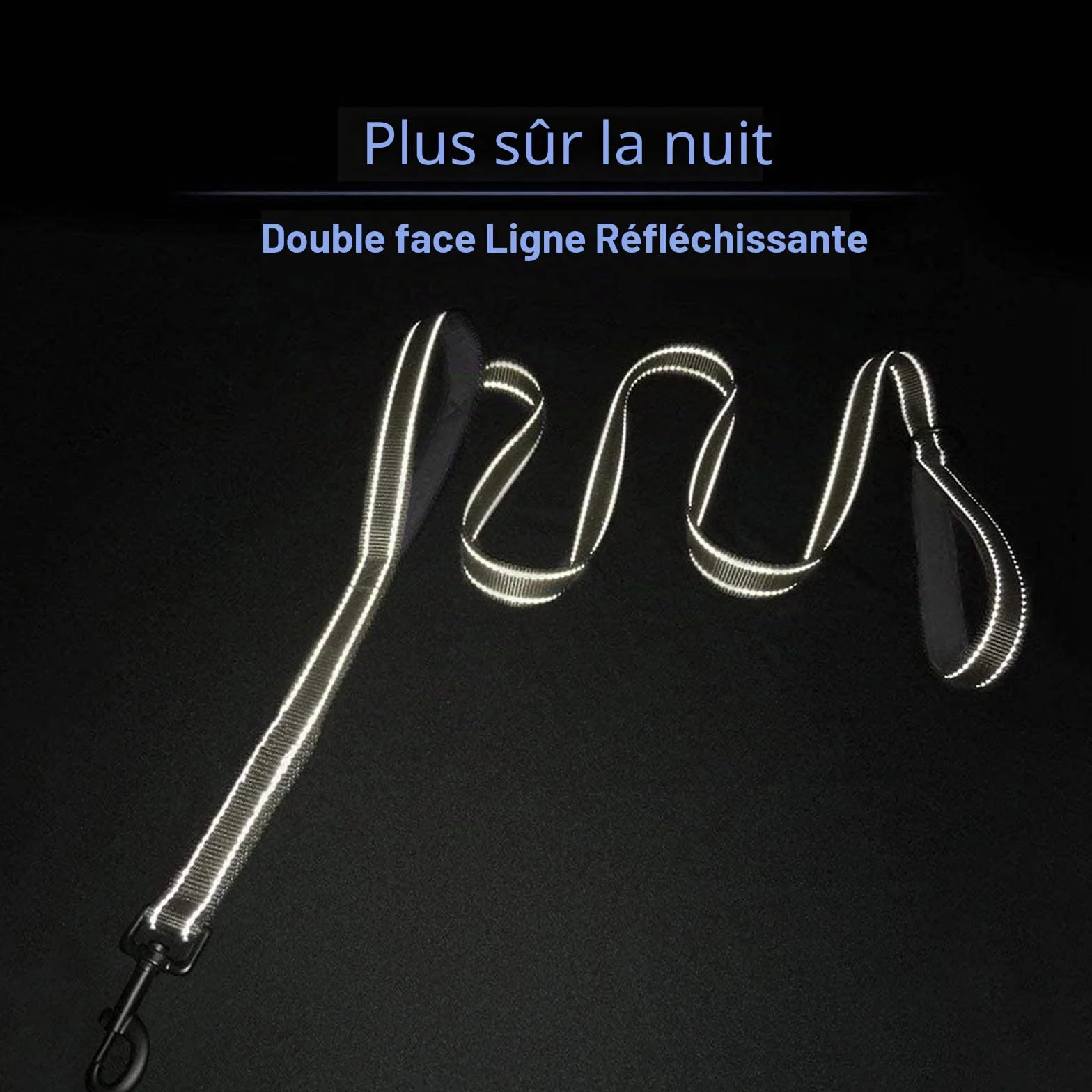 Laisse de Dressage à Double poignée 1,5 mètre Réfléchissante pour Chiens Grands et Moyens