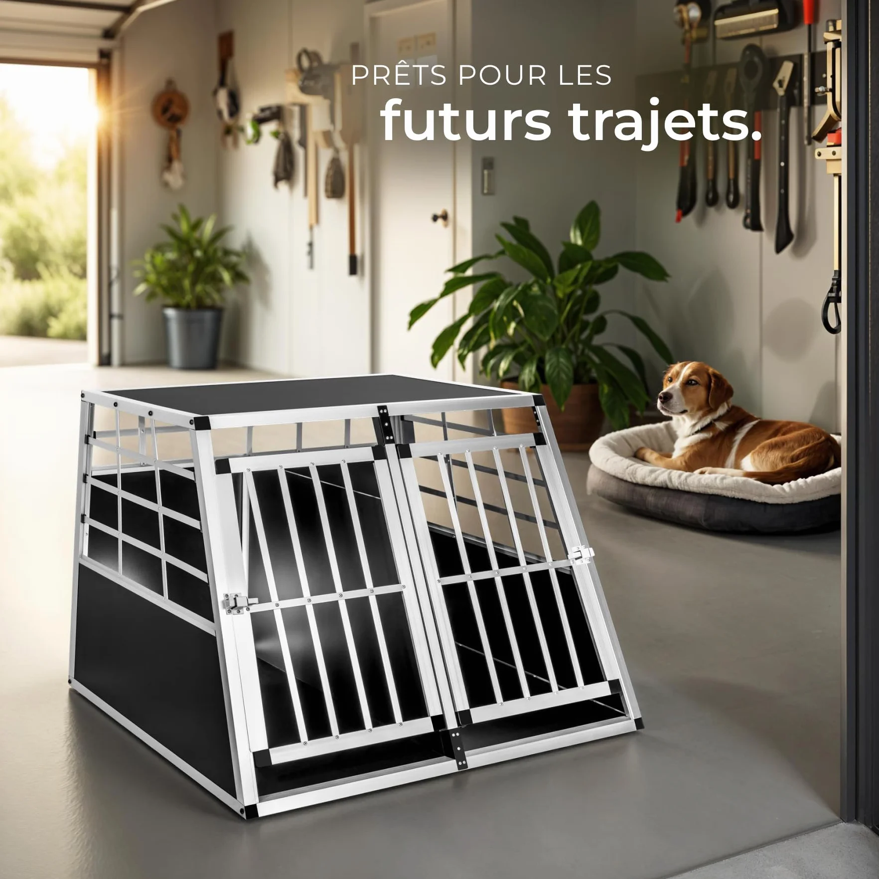 Tectake Double Cage de Transport pour Chien 97 x 90 x 69,5 cm