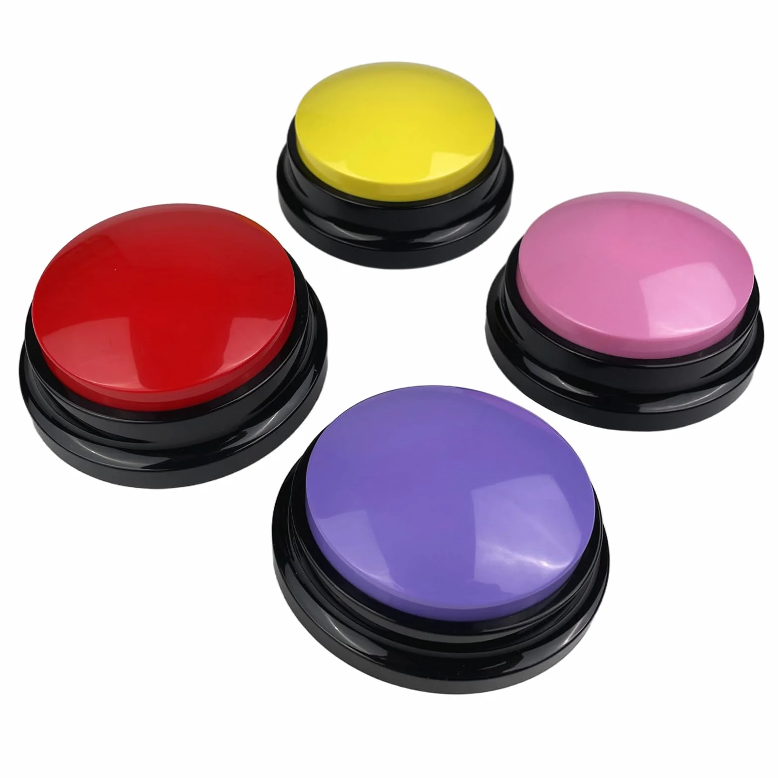 Bouton Parlant D'entraînement, Lot de 4 Buzzer Enregistrable, Boutons de Communication pour Chien avec Enregistrement de 30 Secondes, pour lEntraînement au Animaux Communication Enregistrée