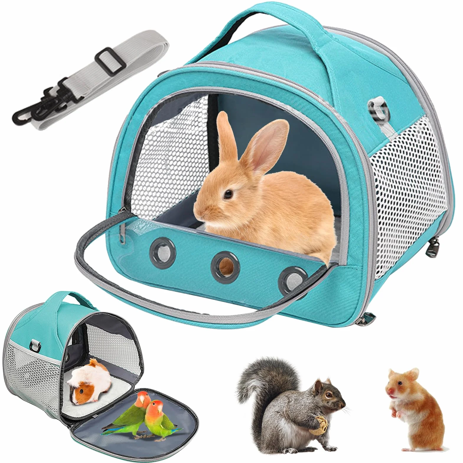 Sac de Transport pour Petits Animaux 30x27x21 cm Cage Portable Oiseaux Rats Cochons d'Inde