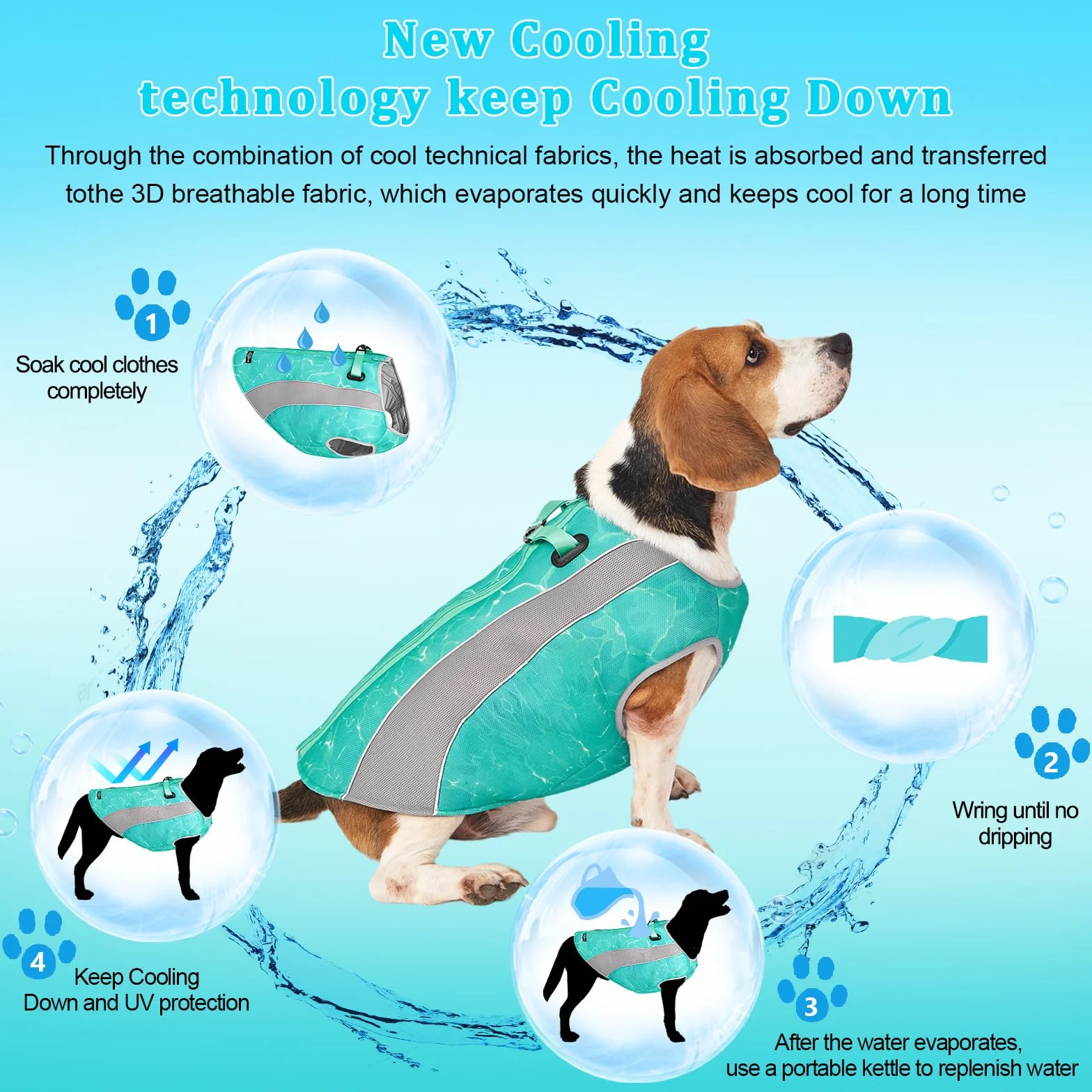 2 en 1 Manteau d'hiver pour Chien et Gilet rafraîchissant pour Chien, Veste de Harnais améliorée, Manteau rafraîchissant évaporatif Respirant pour Chiens pour Petits, Moyens et Grands Chiens