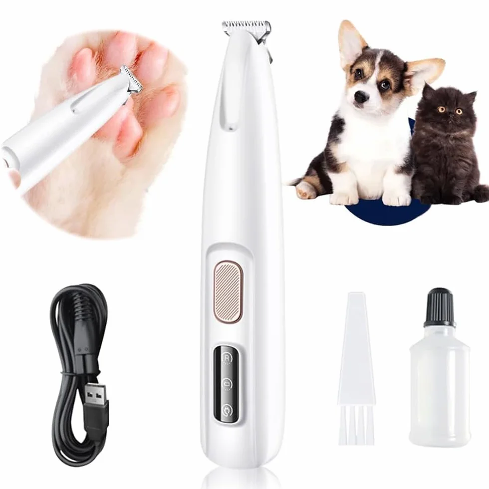 Patounet Tondeuse de précision pour chats 35 dB ultra silencieuse lame douce hypoallergénique charge USB éclairage LED compacte portable