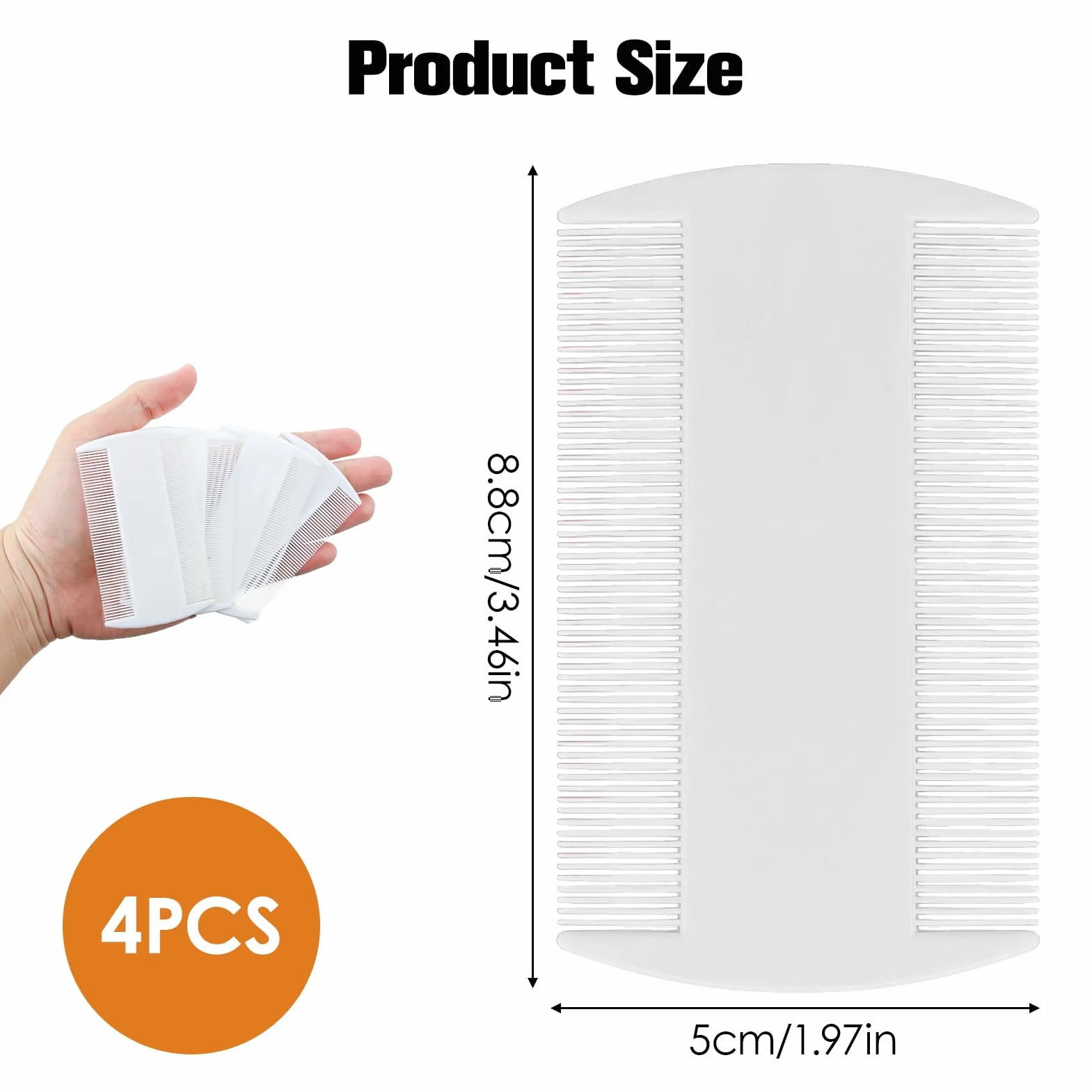 Peigne Anti-Poux et Lentes Double Face, 4 Pièces, Élimination Efficace pour Enfants Adultes Animaux