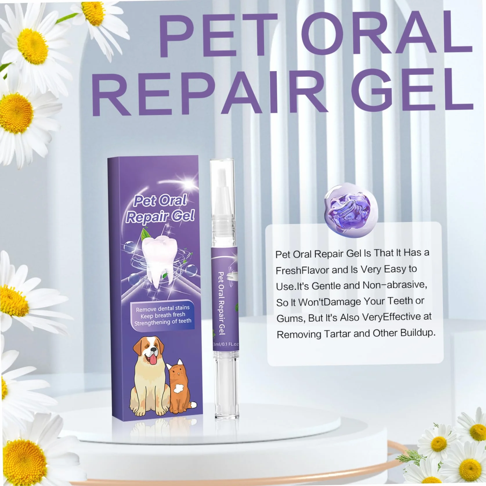 Dentifrice pour chat Gel réparation buccale 20g Menthe Désodorisant Stylo à dents
