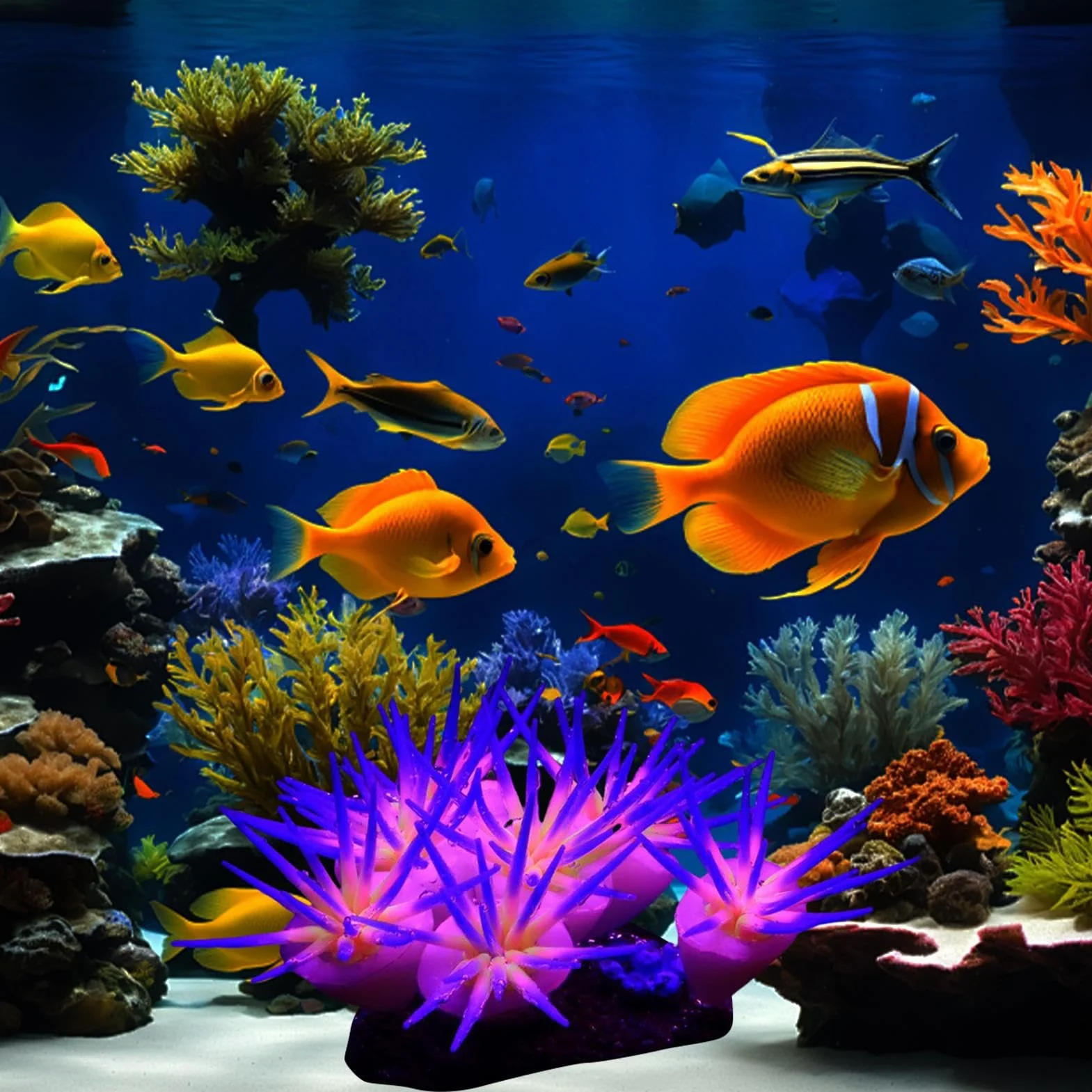 Générique Fish Tank Glowing Coral Ornaments Silicone Soft Coral Decorations 3.94x2.36in Artificial Luminous Aquarium Plants Freshwater