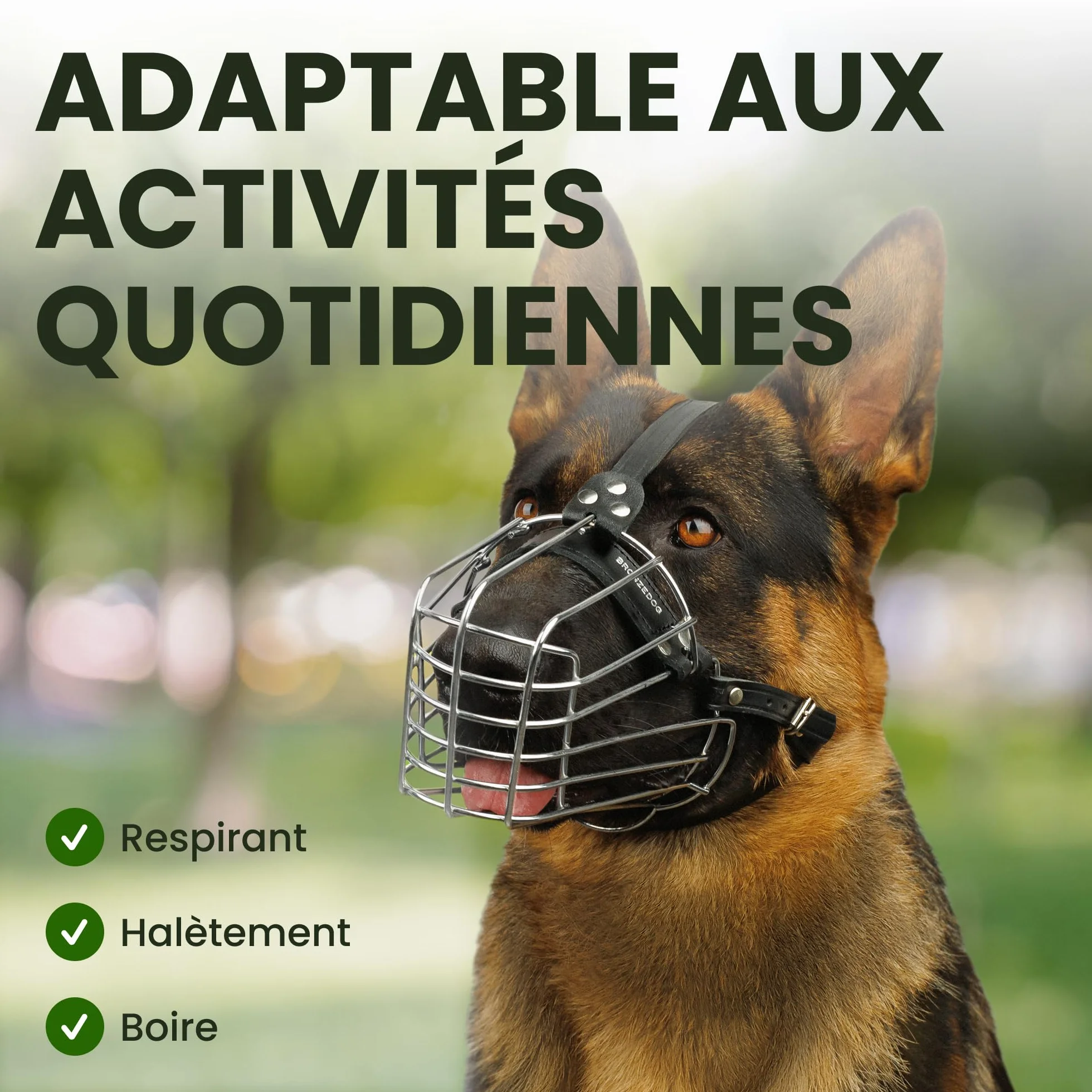 BRONZEDOG Muselière pour Chien en Fil de Fer - Berger Allemand pour Chiens de Taille Moyenne et Grande - Panier en métal Durable pour Mordre, mâcher et aboyer (L)