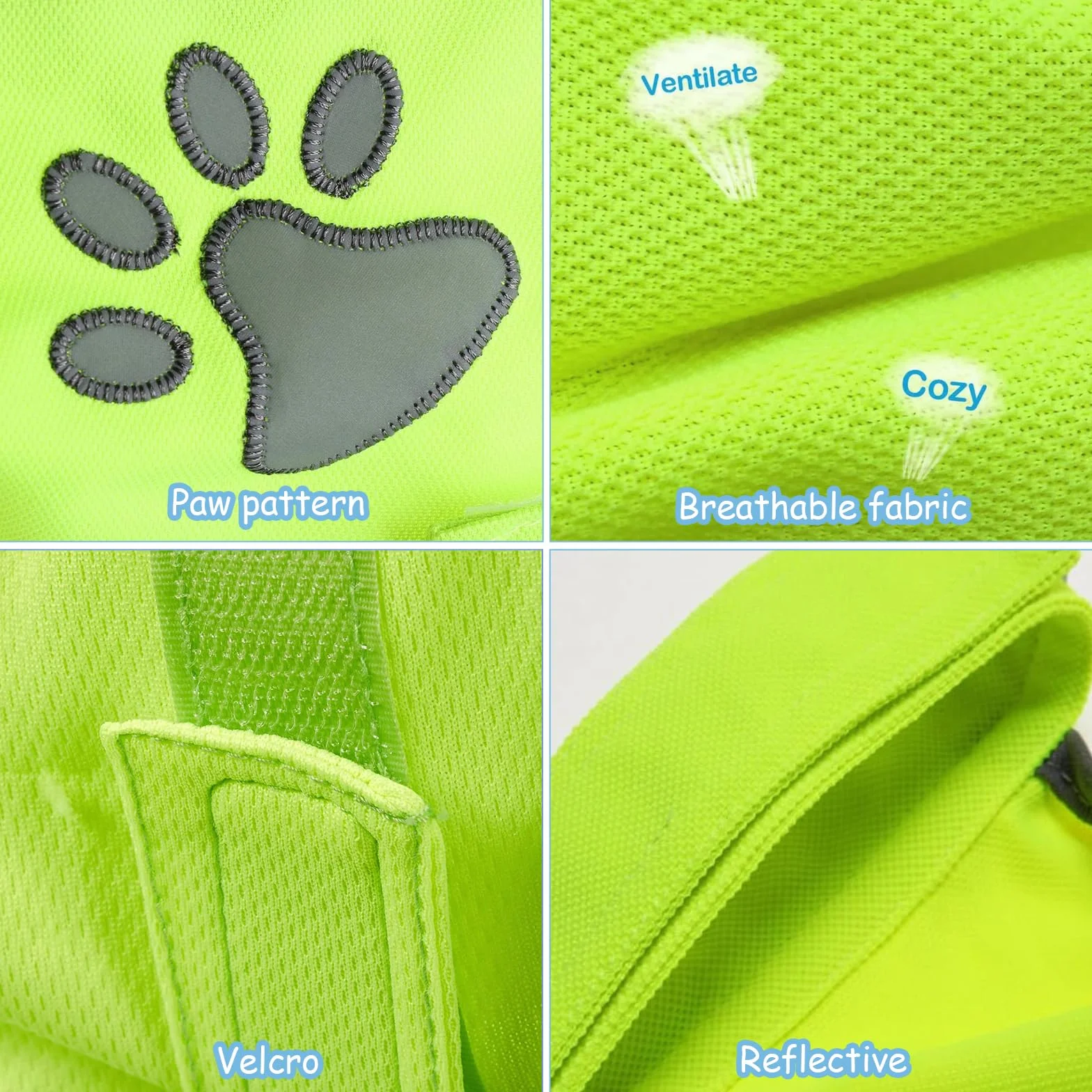 Haute Visibilité Veste Réfléchissante Fluorescente Gilet Chien Taille L pour Nuit Extérieur
