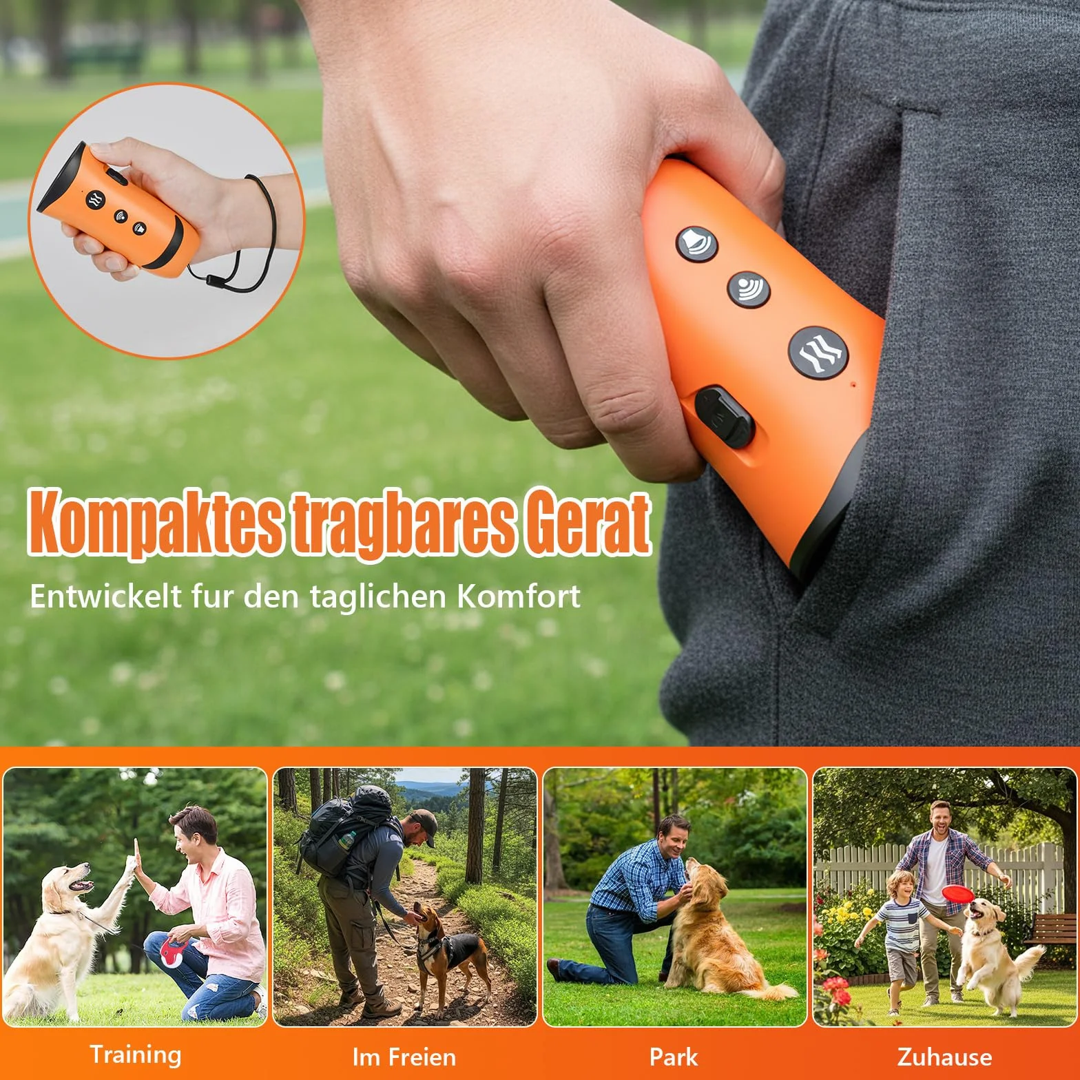Dispositif Anti-aboiement Ultrason Puissant pour Chien, 3 Modes, Portée 15 m, Intérieur Extérieur