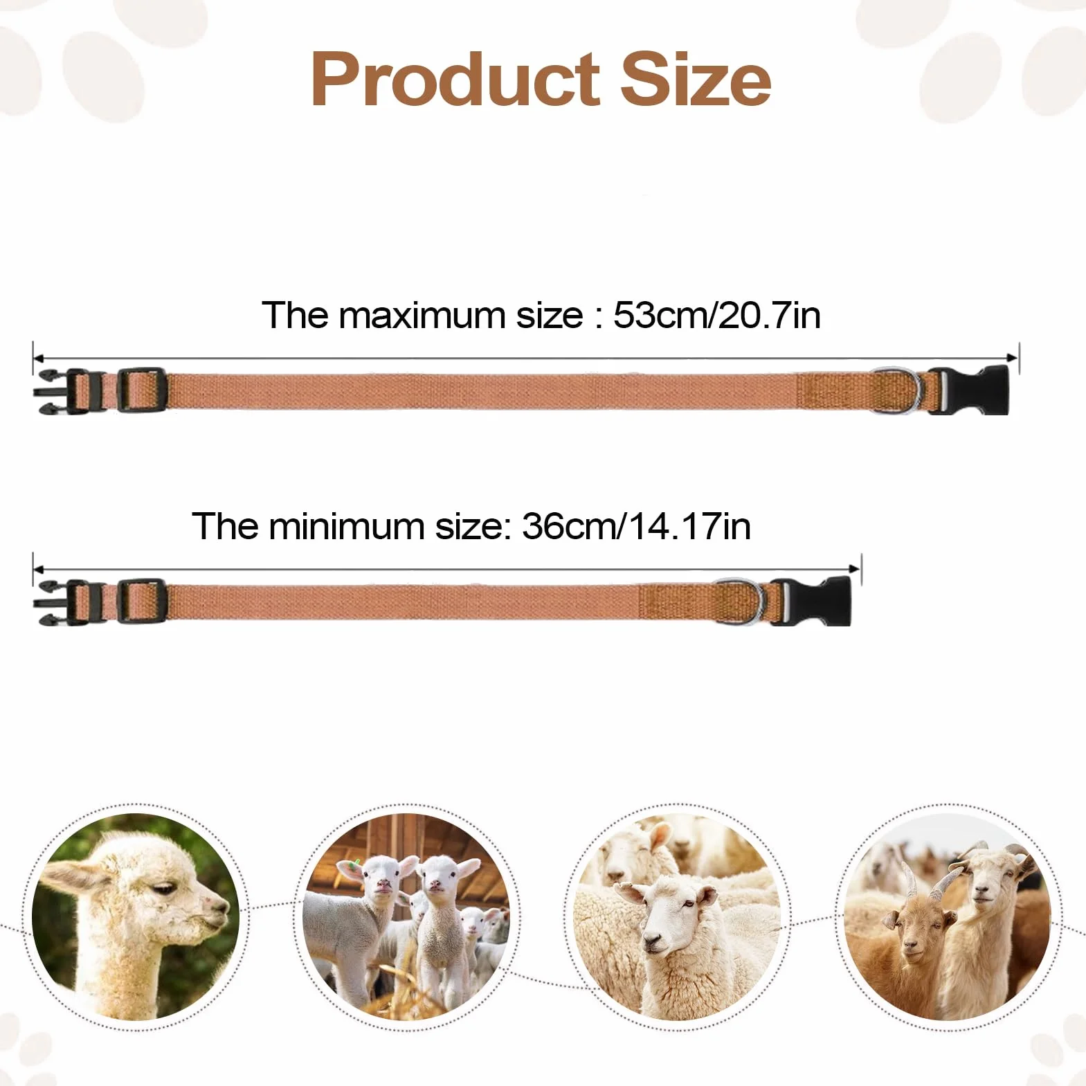 Colliers De Chèvre avec Clochettes, Collier Anti-dérapant Réglable pour Chèvre, Collier Cervical avec Boucle À Détachement Rapide Son Clair Design Anti-Perte pour Animaux De Ferme