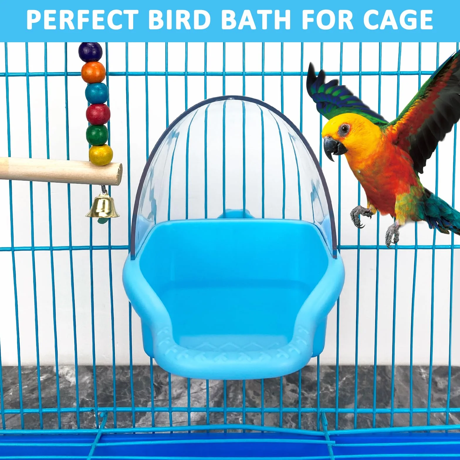 Boîte de Bain à Oiseaux à Suspendre - Jouet pour Perruche - Baignoire pour Perroquet - Baignoire pour Perroquet - Baignoire pour Oiseaux - Accessoires pour Petits Oiseaux, perroquets, calopsittes