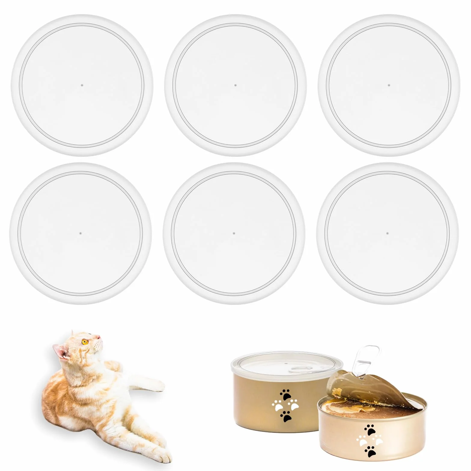 TIESOME Lot de 6 couvercles pour boîtes de conserve 75 mm plastique lavable transparents stockage aliments