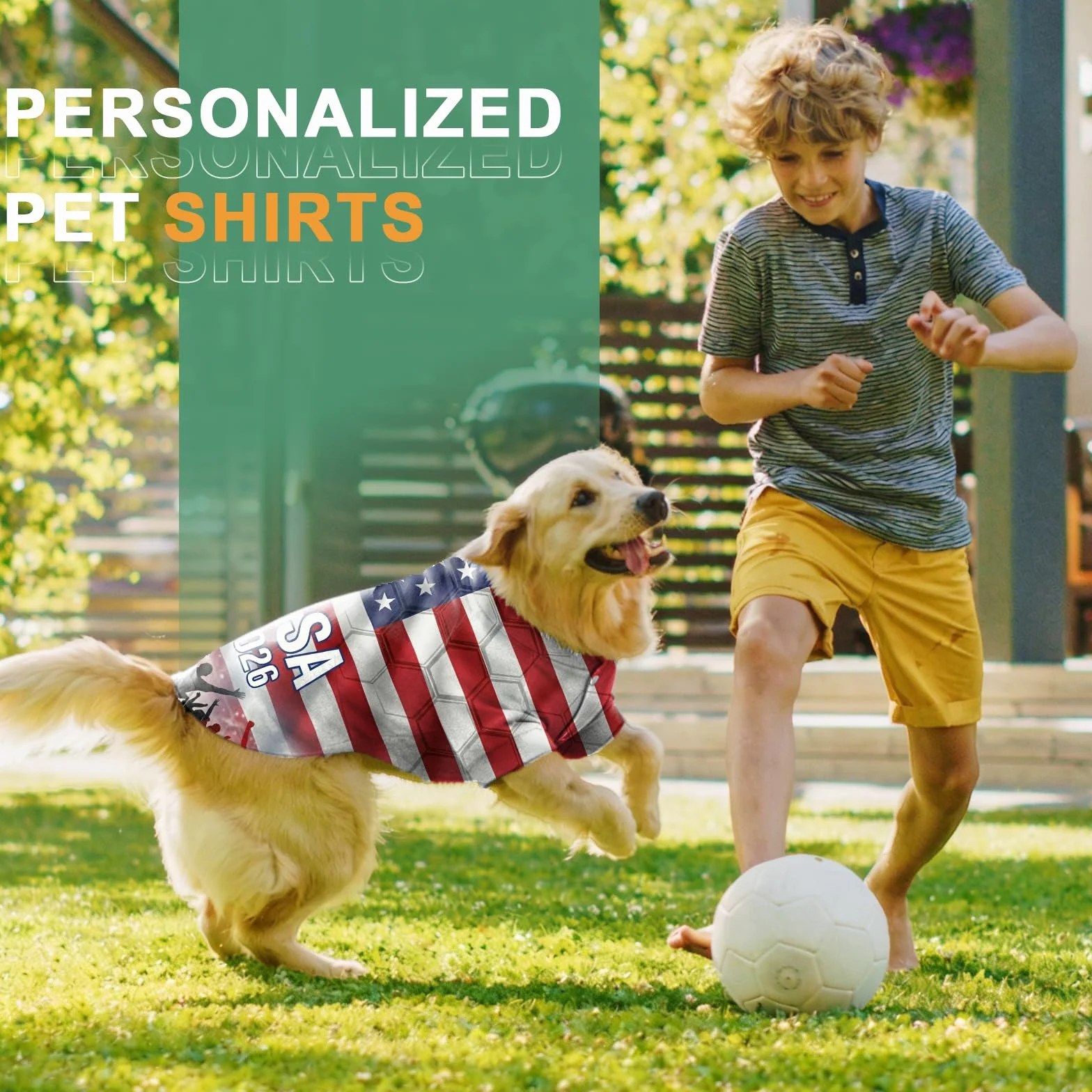 Maillot de Foot Personnalisé Coupe du Monde 2026 pour Chien, Col V, Tricolore