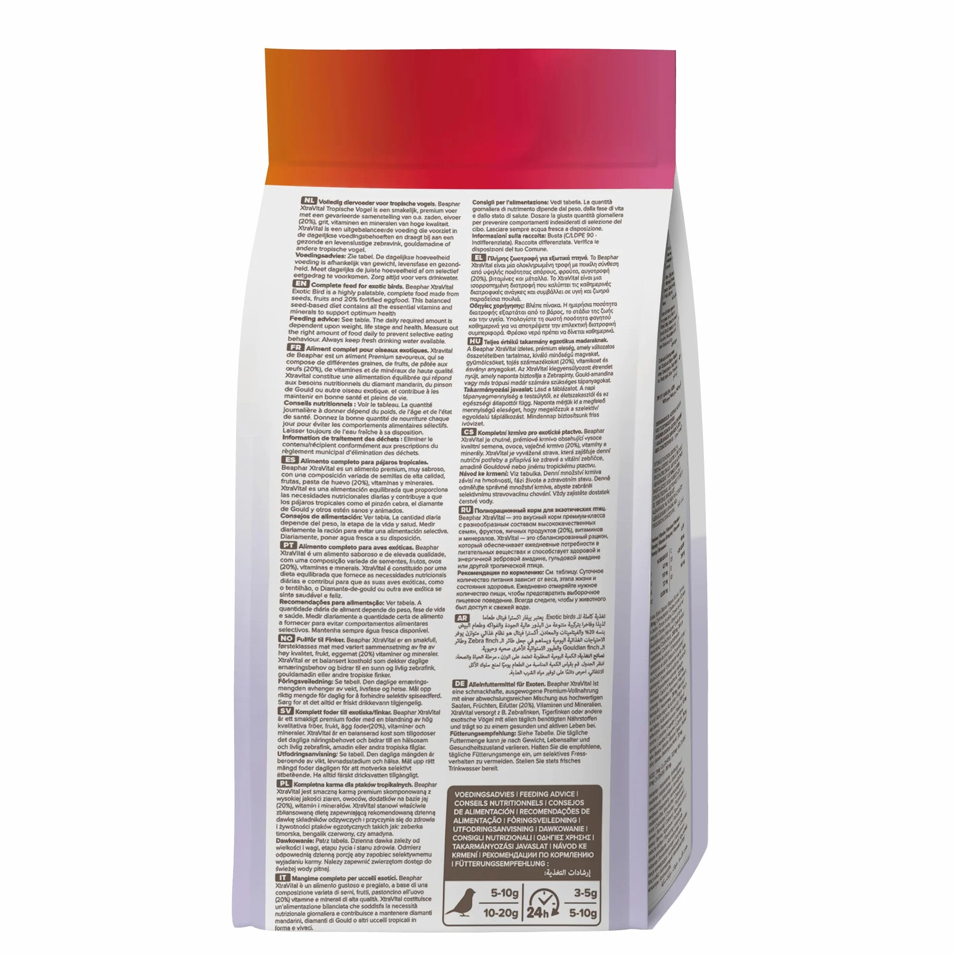 Beaphar XTRAVITAL Alimentation Premium Oiseaux Exotiques 500g
