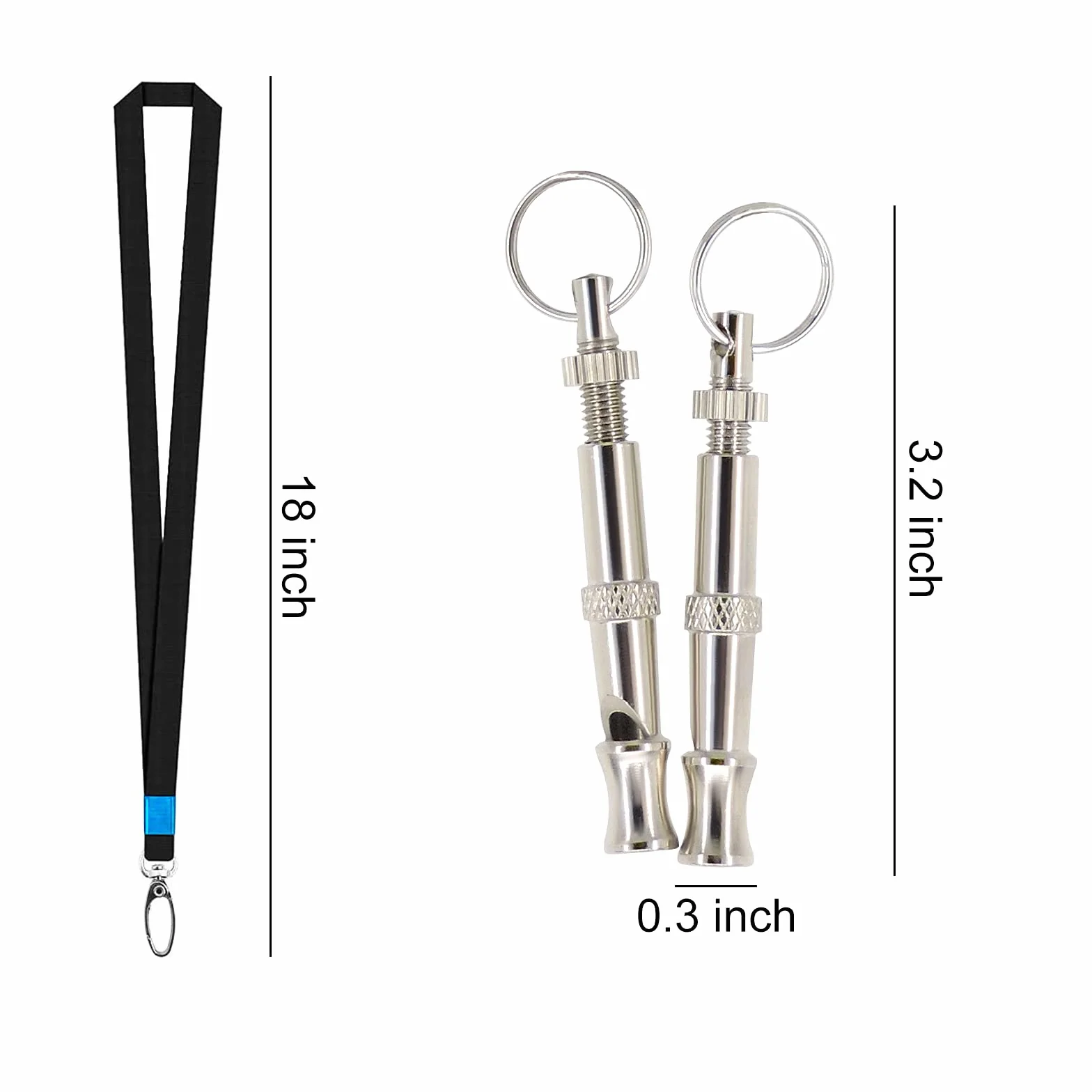 Sifflet pour Chien en Acier Inoxydable à fréquence réglable Andiker 2 Pcs avec lanière