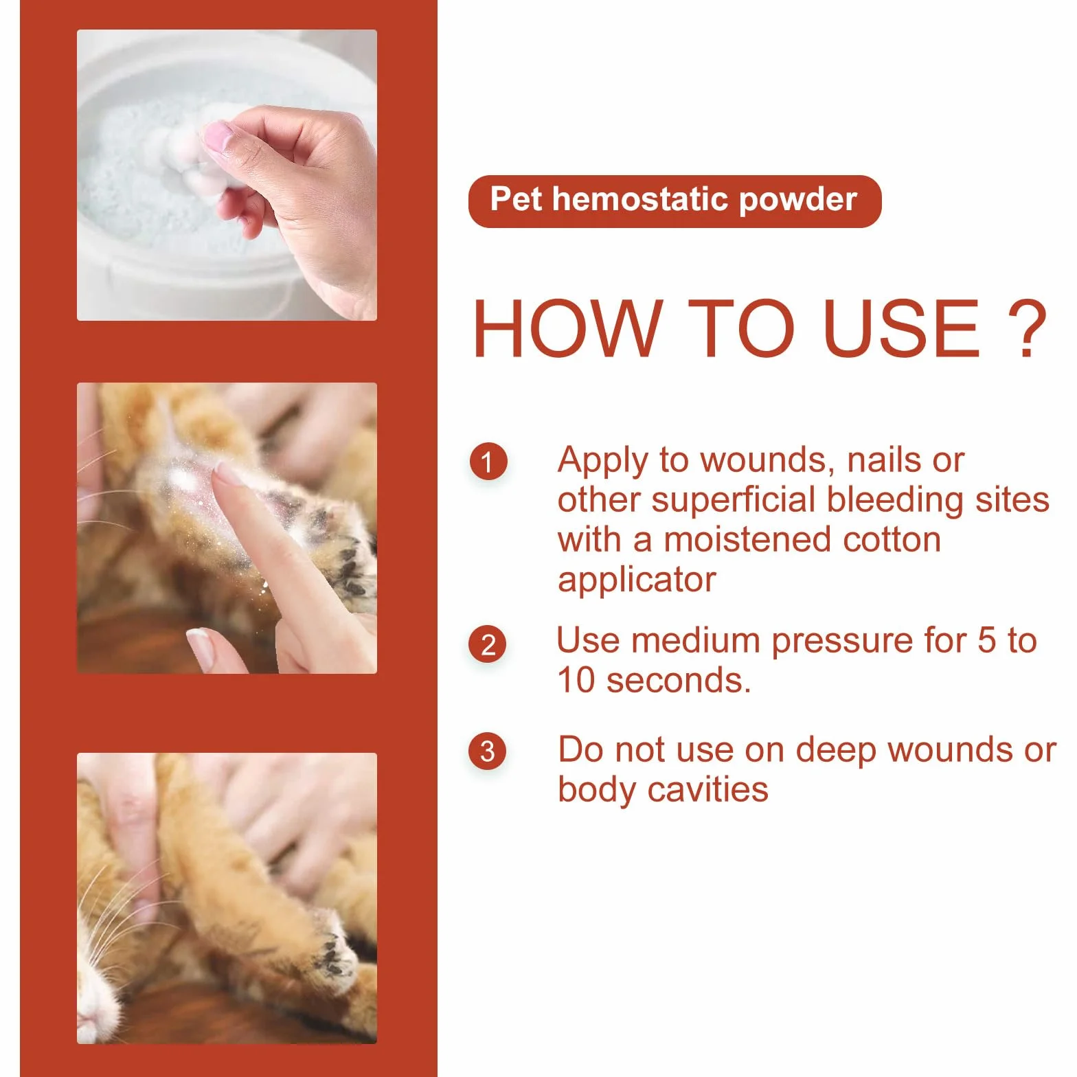 Poudre Hémostatique pour Chiens, Chats, Lapins, Cochons d'Inde, Oiseaux - Arrête Saignement des Pattes
