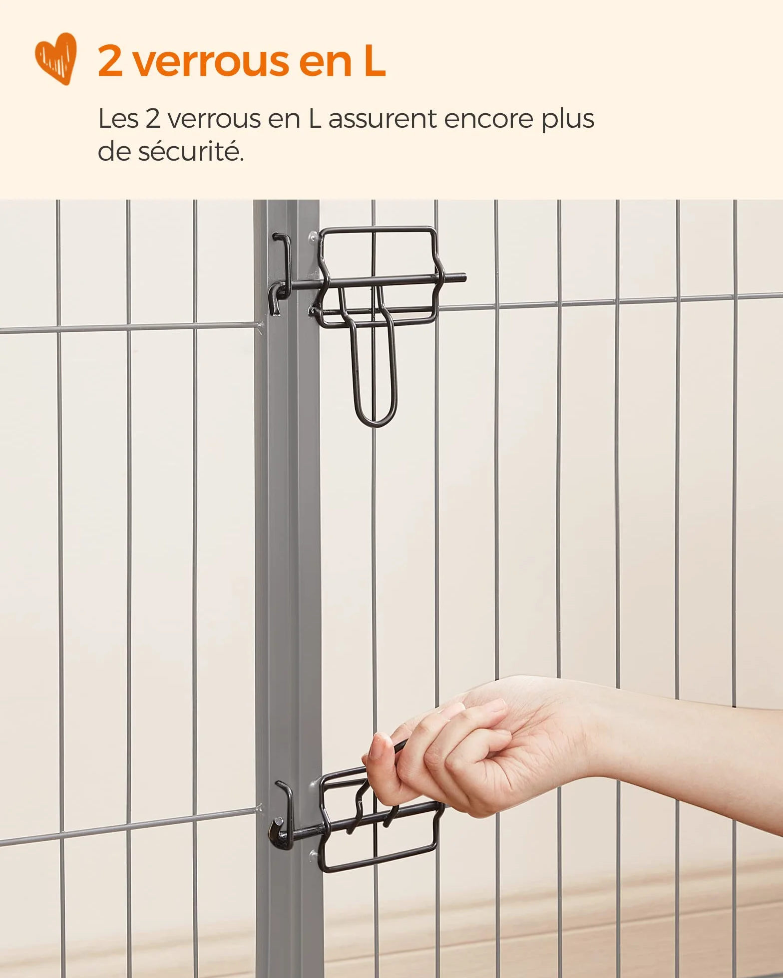 Feandrea Parc pour Chien 8 Panneaux Double Verrou en L 77x100 cm Noir PPK81H