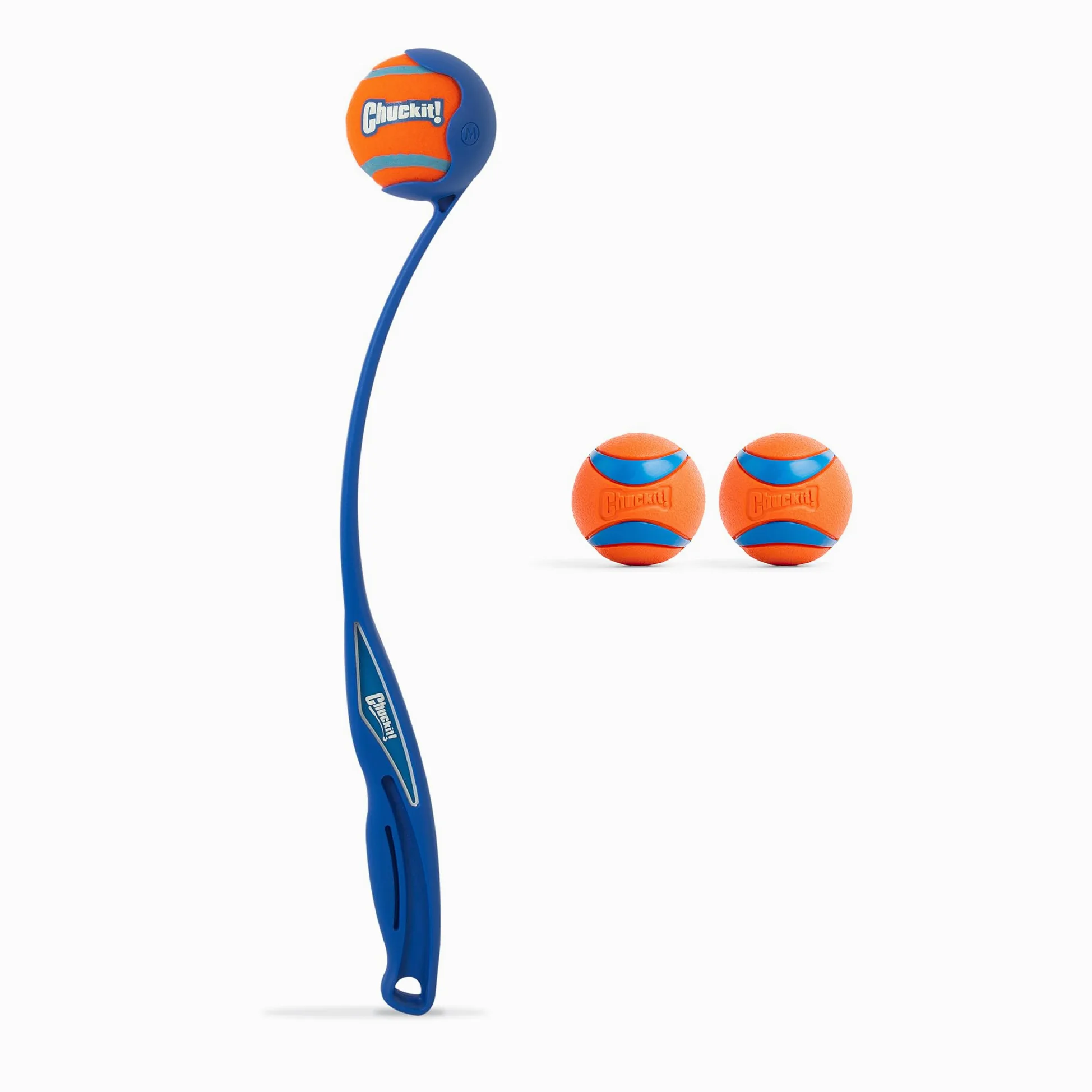 Chuckit! Ultra Ball & Launcher – Sport 45,7 cm avec 2 balles rebondissantes Moyennes (6,3 cm) pour Chiens de 9,1 à 27,2 kg, Lanceur de Balle pour Chien