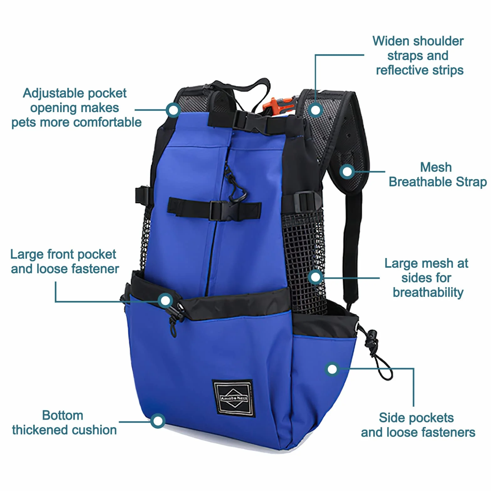 Galatée Sac à Dos Pour Chien, Portable Réglable et Ventilé, Pour Animal De Compagnie, Marcher En Escalade En Plein Air (XL, Le Noir)
