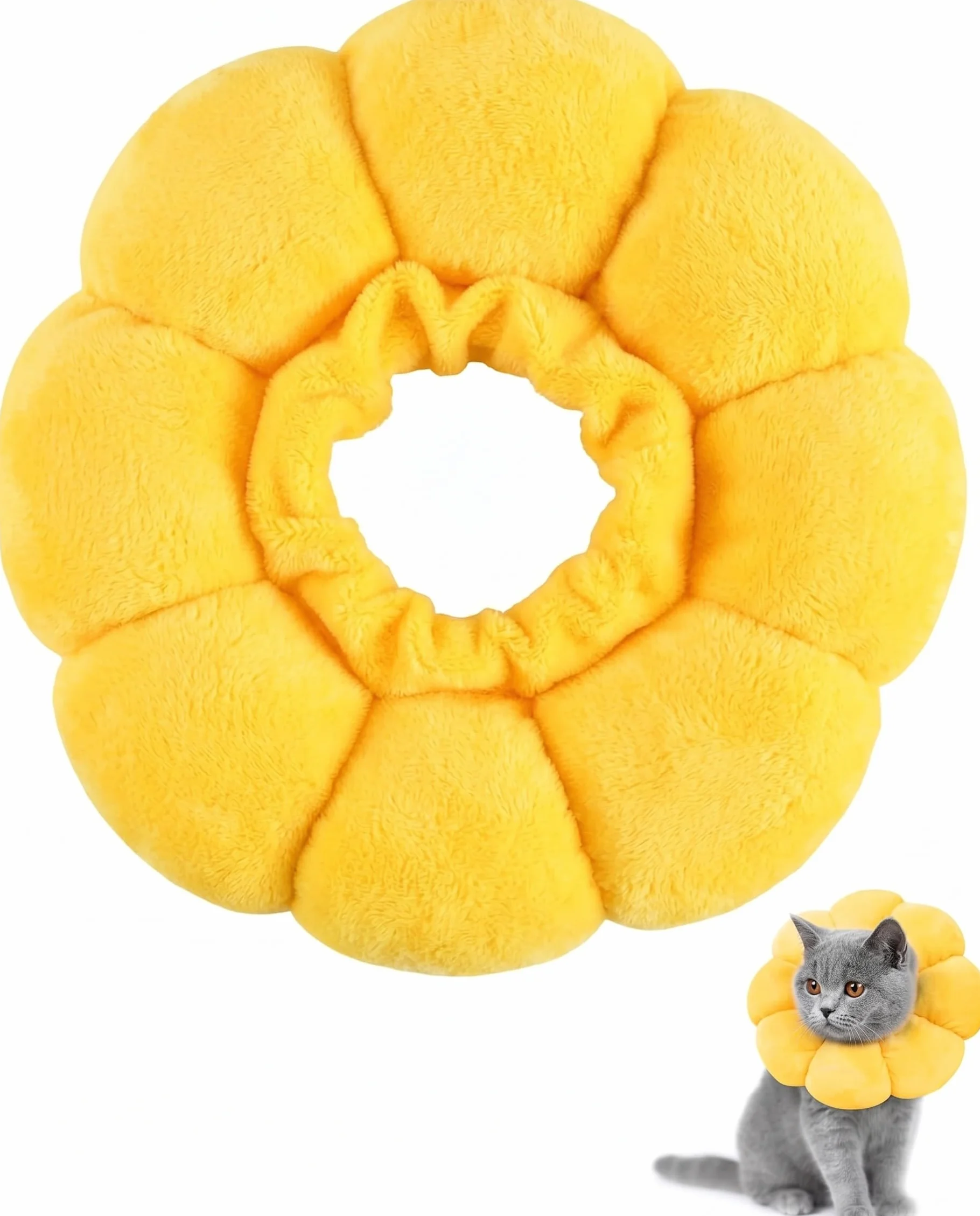 Collier Élisabéthain Pour Chat 6-9Kg, Collerette Anti-Léchage Jaune, Médical Post-Opératoire Doux
