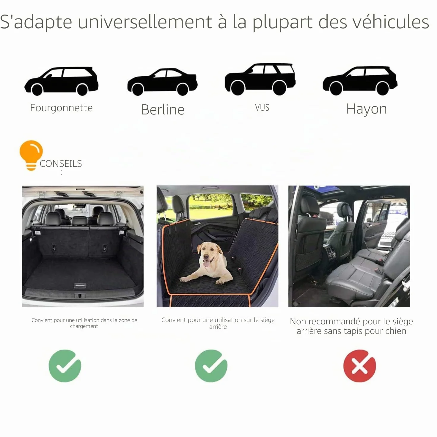 Nobleza Barrière de Voiture pour Animaux Domestiques, Barrière de Sécurité Universelle Extensible pour Chien, 96-145x30cm