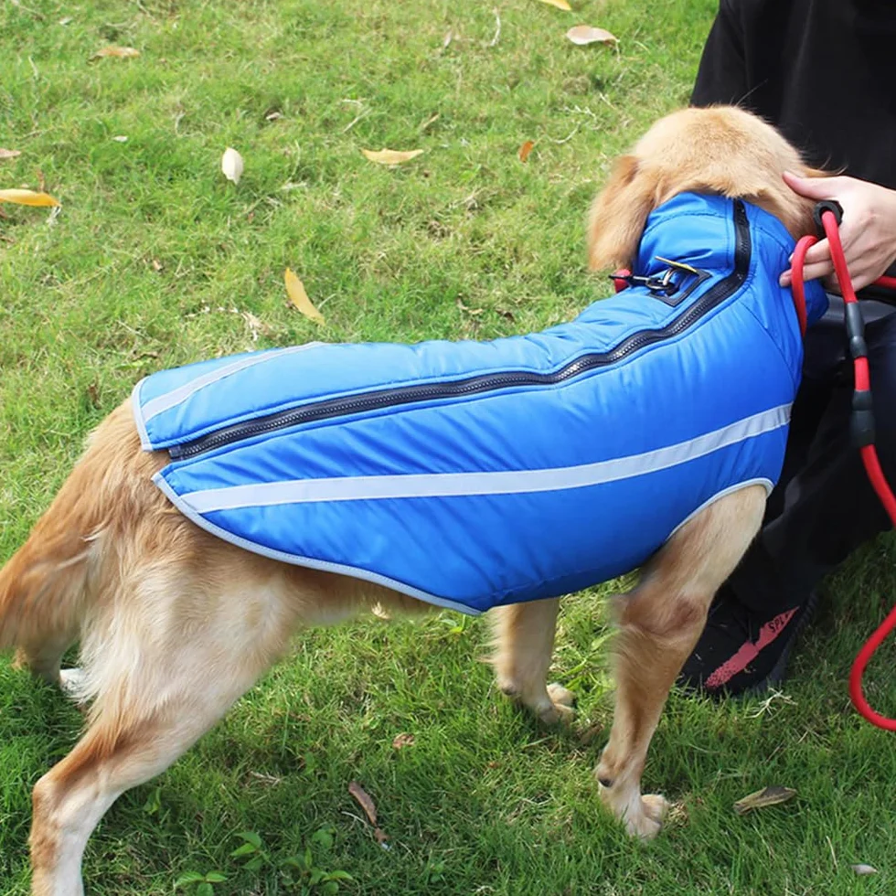 Idepet Manteau de Chien imperméable Veste Chaude d'hiver, vêtements pour Animaux de Compagnie Coupe-Vent Tenue de Veste de Chien pour Petits Chiens de Taille Moyenne avec Trou de Harnais XL-6XL