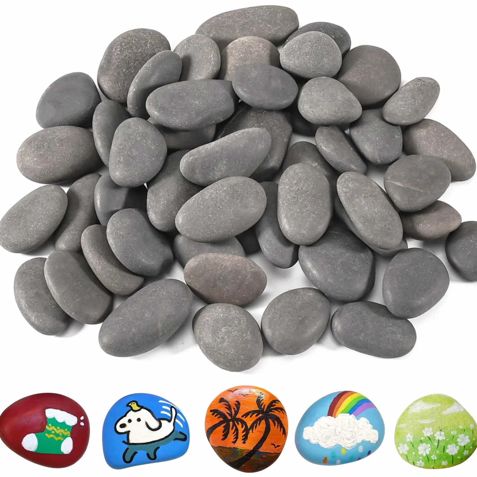 Joycabin Lot de 50 pierres décoratives naturelles plates à peindre pour aquarium