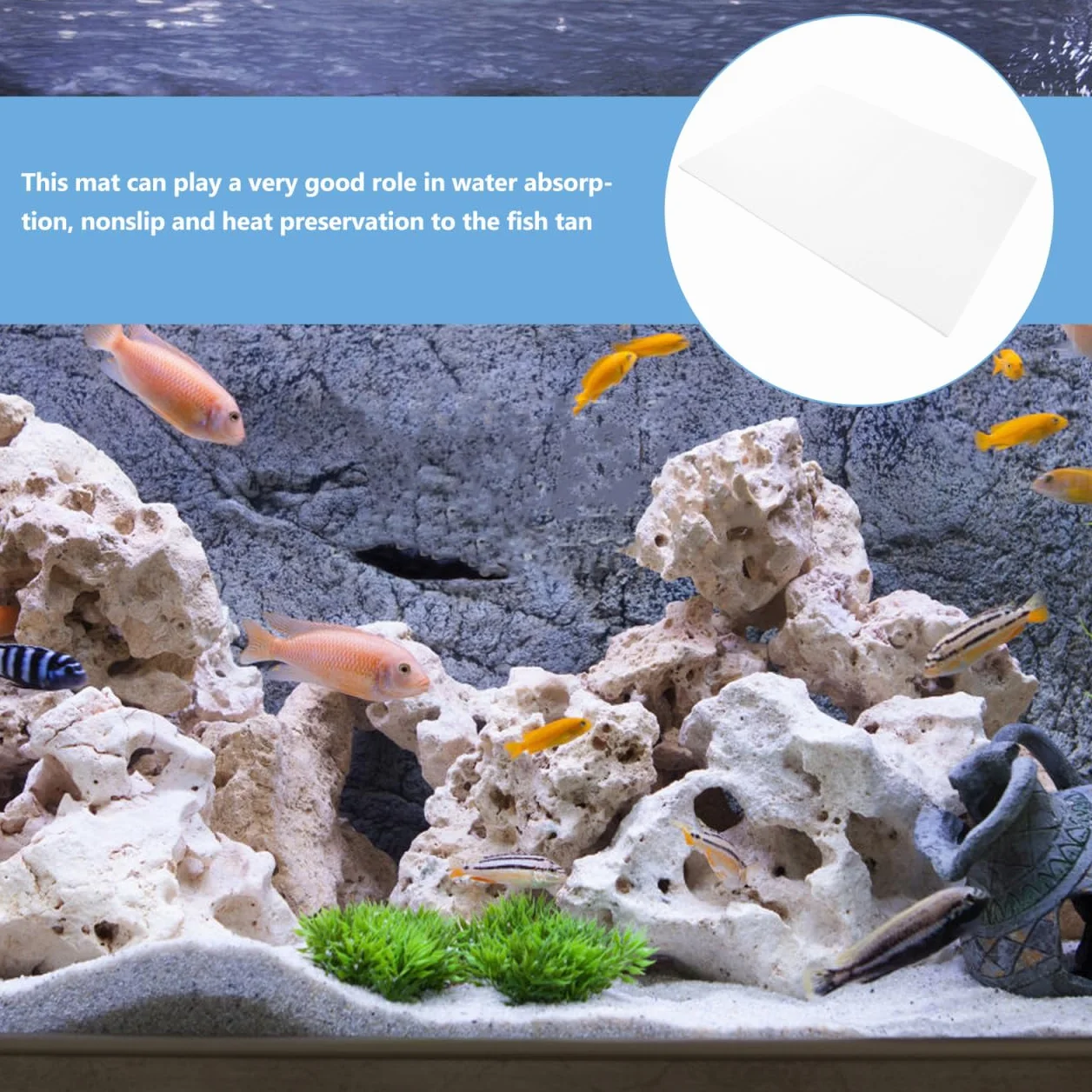 LIOOBO Tapis d'aquarium antidérapant 120 x 60 cm – Mousse de compensation absorbant les chocs