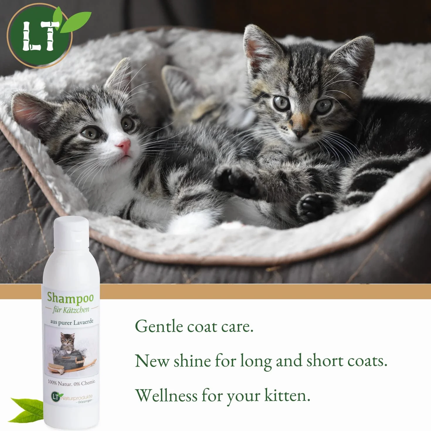 Shampooing bio pour chaton hypoallergénique anti-démangeaisons à la lave blanche 250 ml
